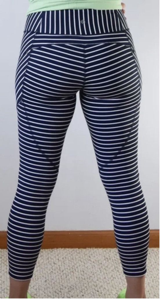 Athleta ATHLETA STRIPE CONTENDER LEGGING 25” NAVY WHITE SIZE SMALL Size 27" / US 4 / IT 40 - 5 Thumbnail