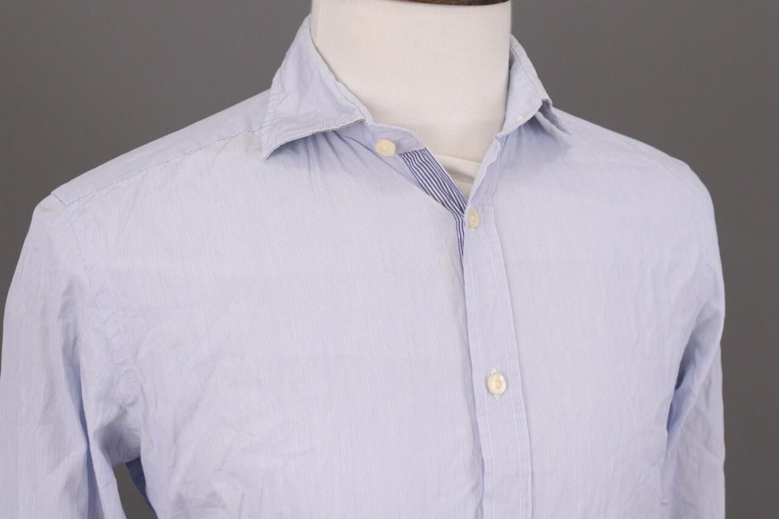 Designer Hackett London Slim Fit Blue Pinstripe Down Shirt Size M Size US M / EU 48-50 / 2 - 7 Thumbnail
