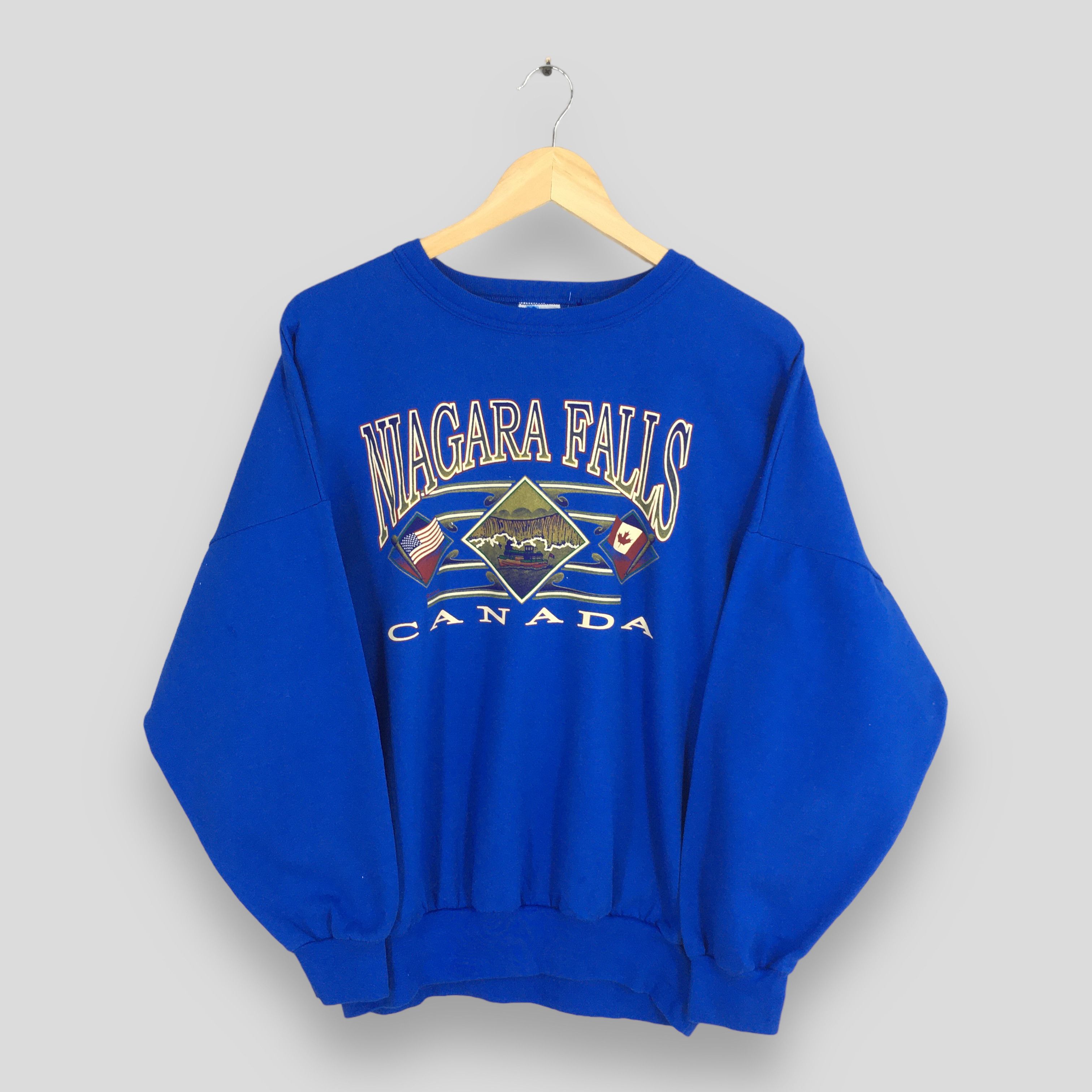 Vintage Vintage 90's Niagara Falls Canada Blue Sweatshirt Large Size US L / EU 52-54 / 3 - 1 Thumbnail