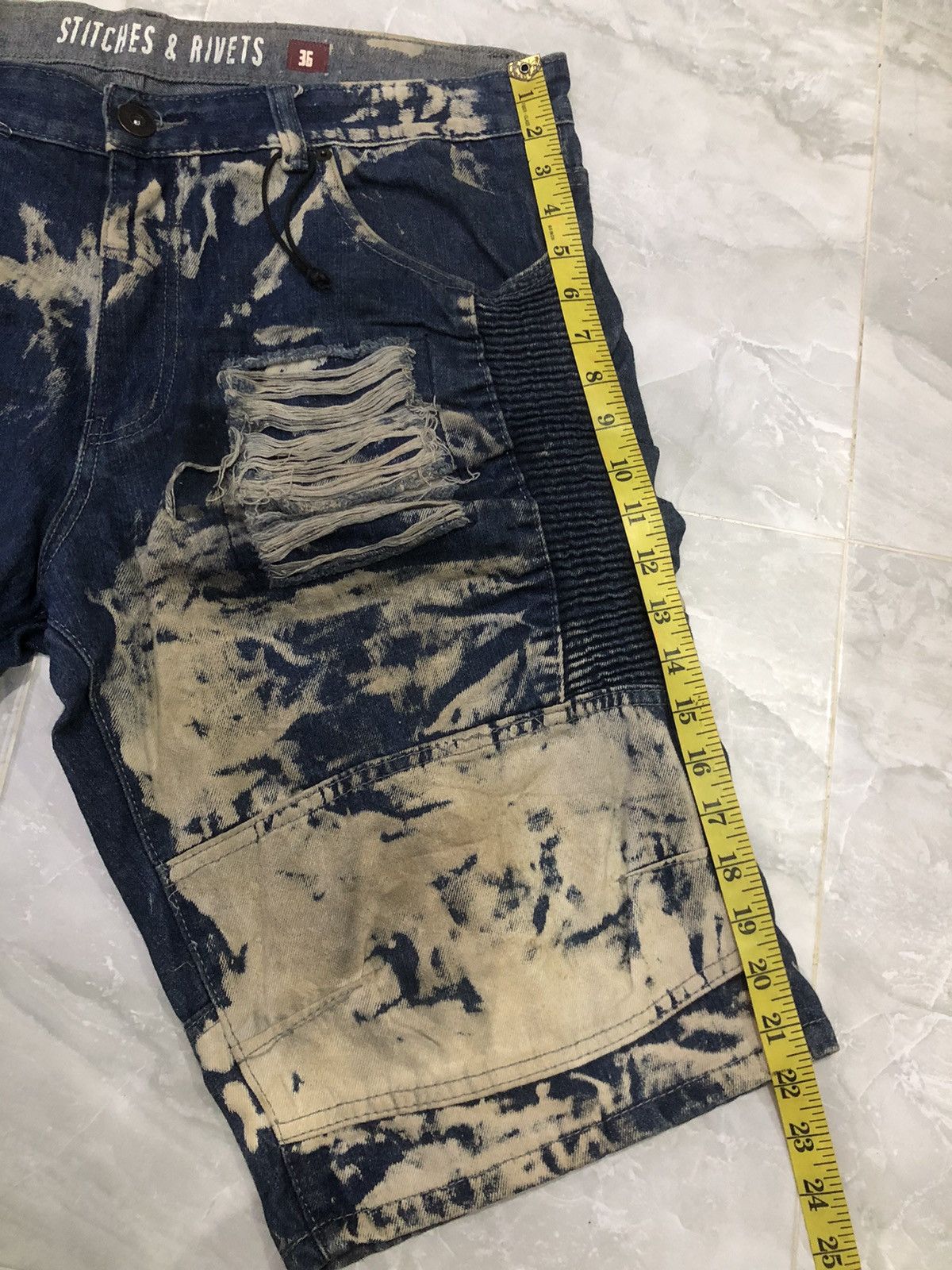 Japanese Brand × Stitch's Jeans Stitches & Rivets Destroyed Denim Jean Shorts Size US 36 / EU 52 - 12 Thumbnail