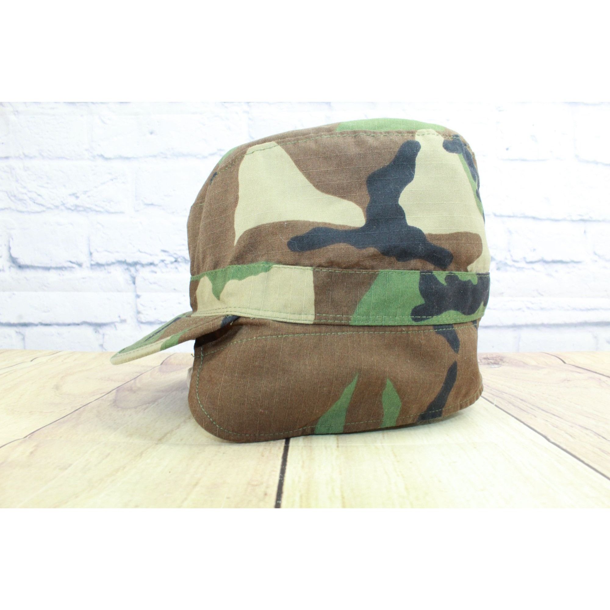 Other US Military Issued Hat Woodland Camo Combat Cap Ear Neck Fla Size ONE SIZE - 2 Thumbnail