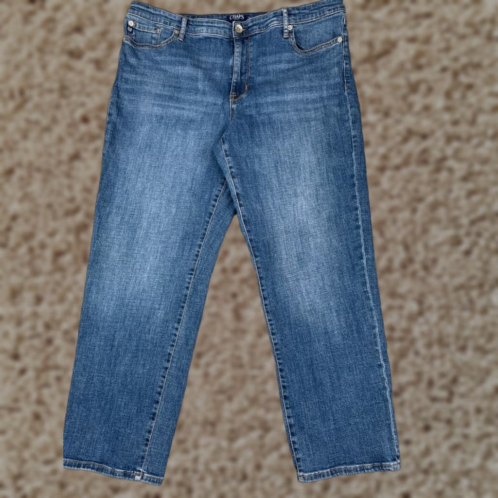 Chaps Chaps Jeans Womens 14 Blue Denim Slim Boyfriend Straight Leg Cotton Blend 34x28 Size 36" / US 14 / IT 50 - 1 Thumbnail