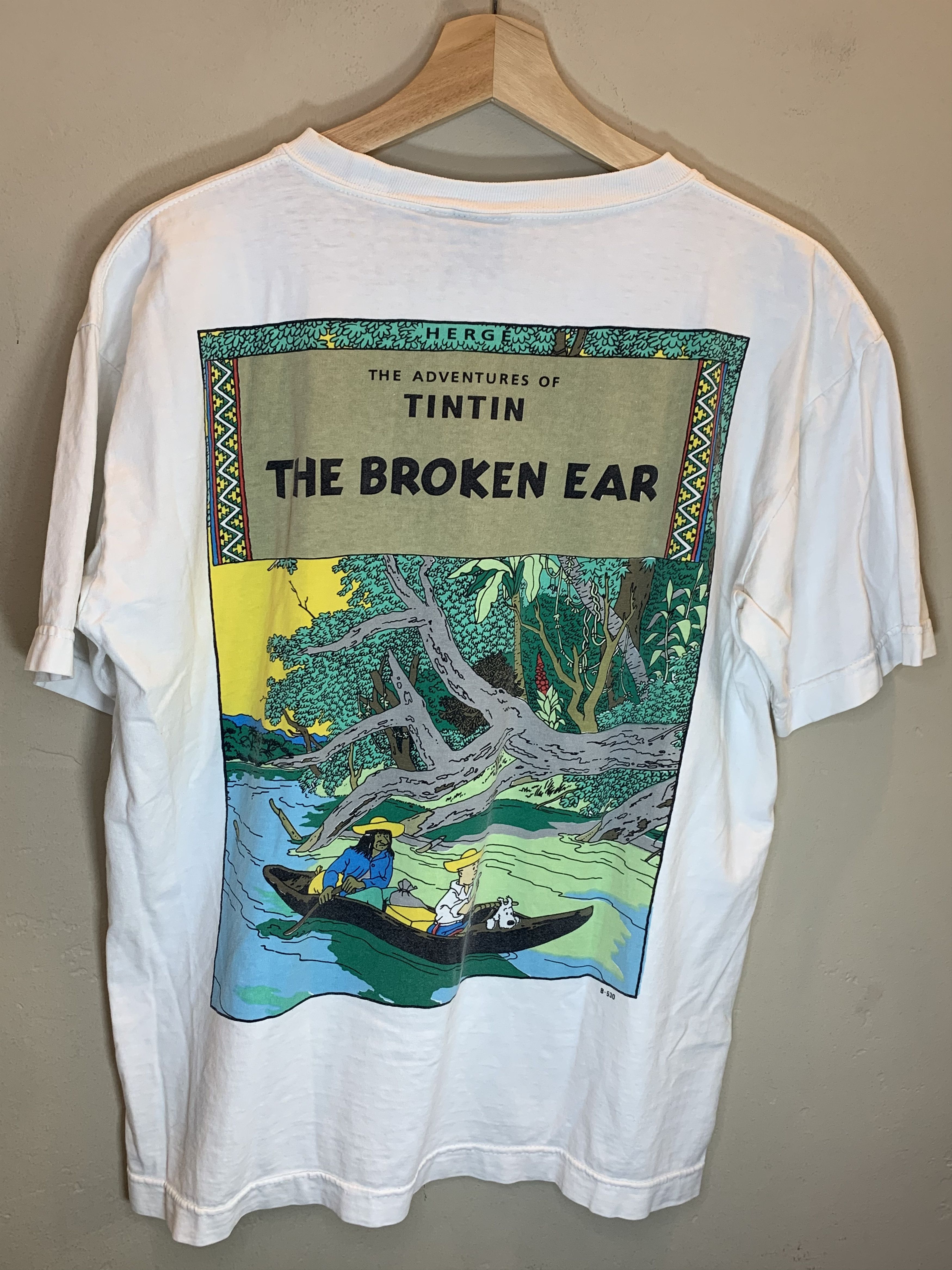 Vintage RARE* Vintage Tintin Adventures Broken Ear Comic Art T-Shirt Size US L / EU 52-54 / 3 - 1 Thumbnail