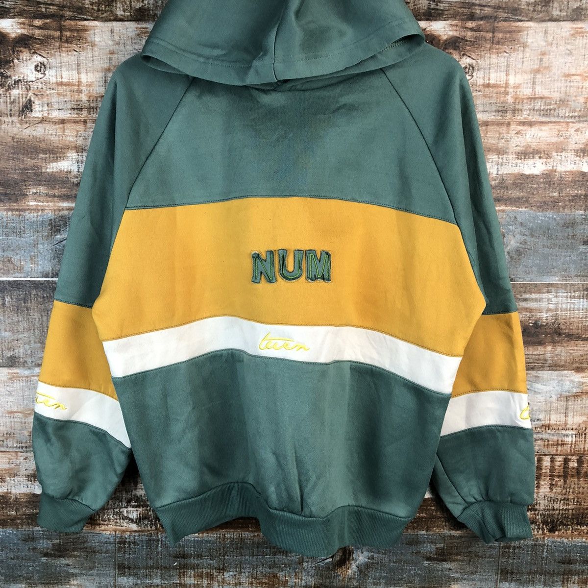Japanese Brand NUM Green vintage Hoodie #A2198 Size US L / EU 52-54 / 3 - 3 Thumbnail