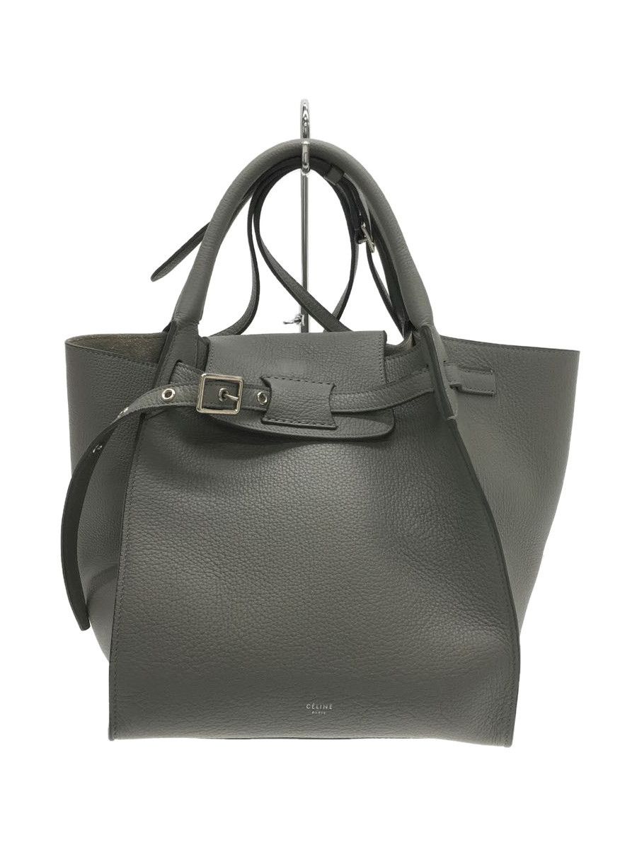 image of Celine Big Bag Shoulder Bag Leather Gray in Black, Women's