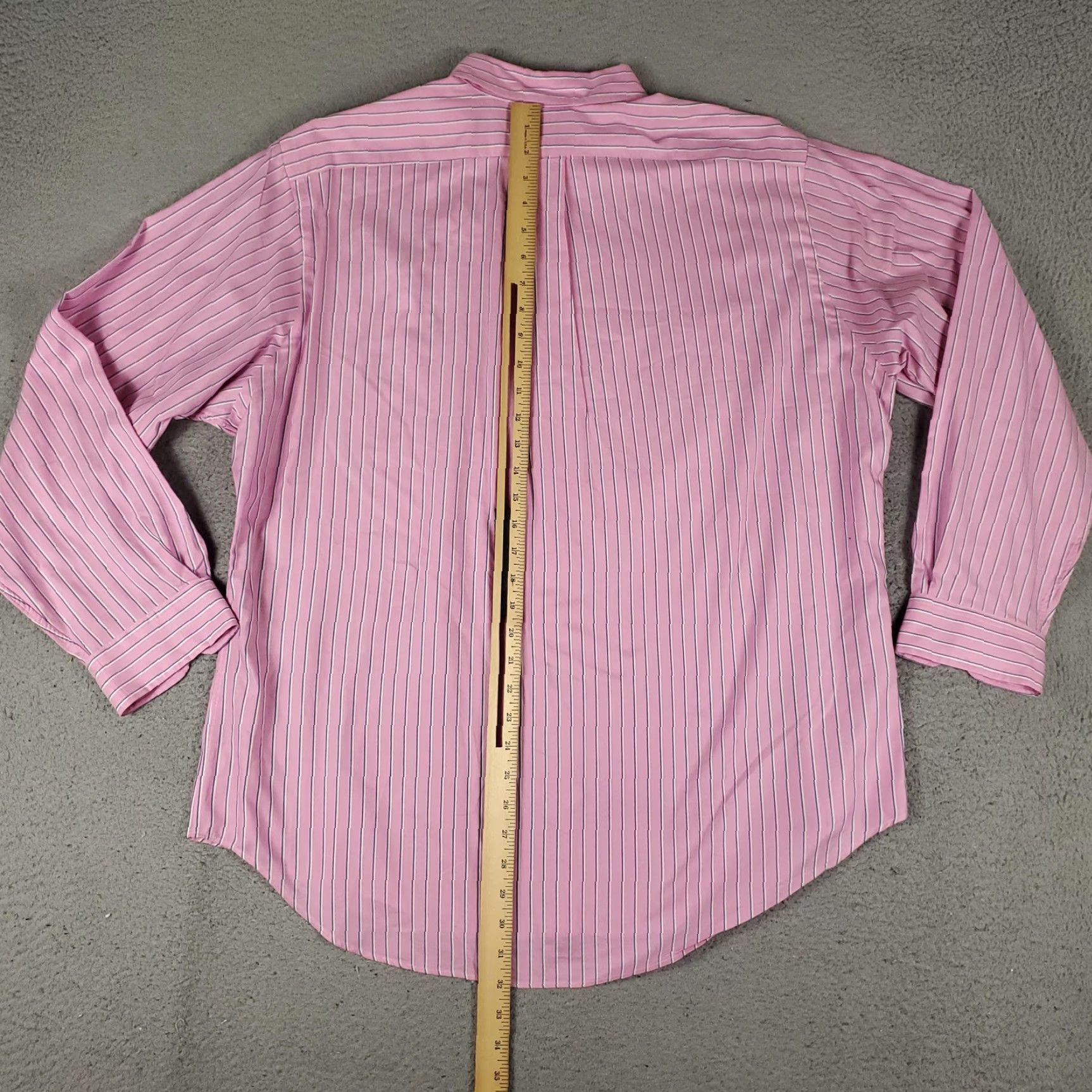 Ralph Lauren VINTAGE Ralph Lauren Men's Dress Shirt Long Sleeve 17 Pink Striped Classic Fit Business Preppy Size 46R - 4 Thumbnail