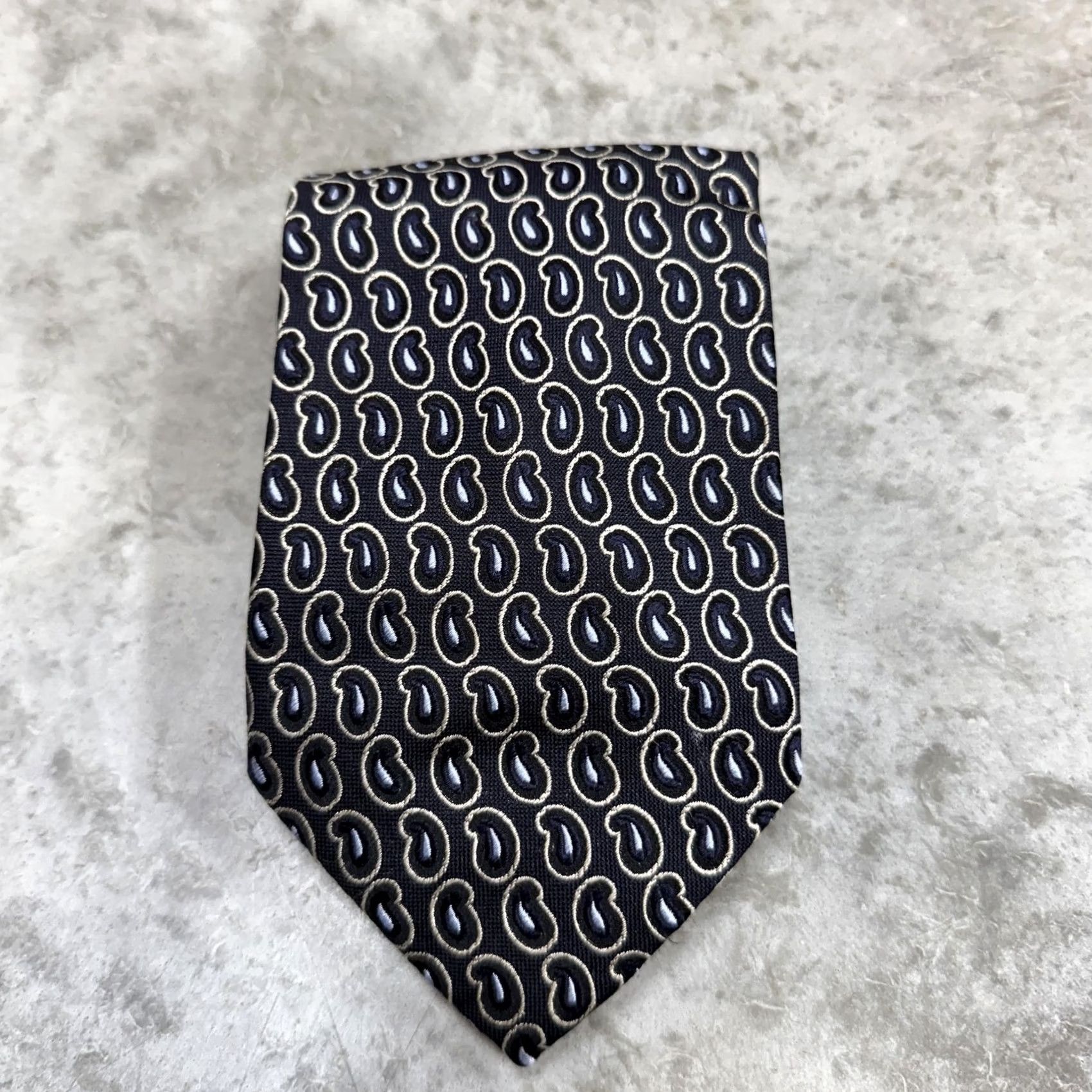 Ermenegildo Zegna Ermenegildo Zegna Tie Mens One Size Navy Blue 100% Silk Paisley Necktie Size ONE SIZE - 2 Thumbnail
