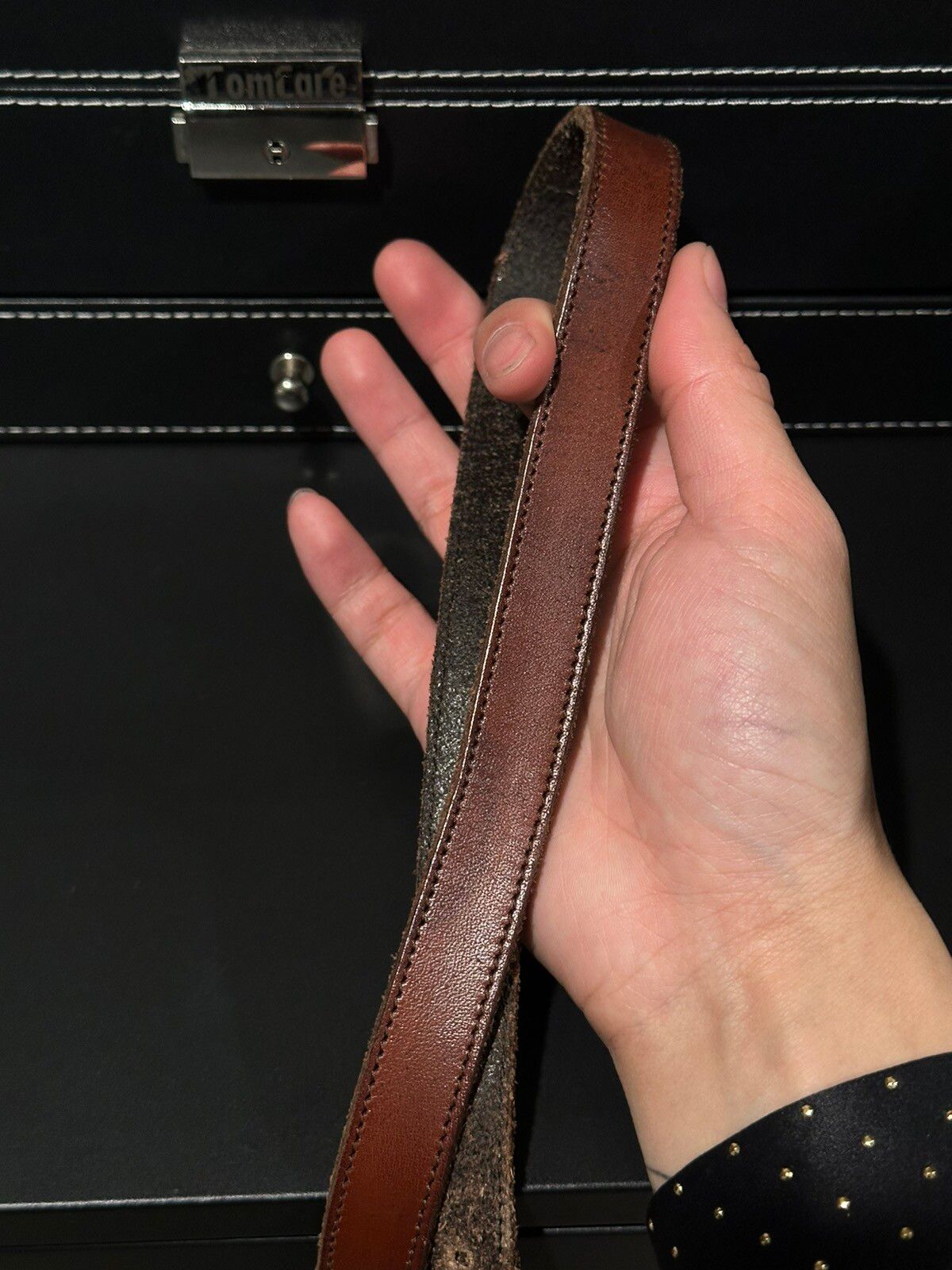 Saint Laurent Paris 3 Passant Leather Belt 85 Size 32 - 3 Thumbnail