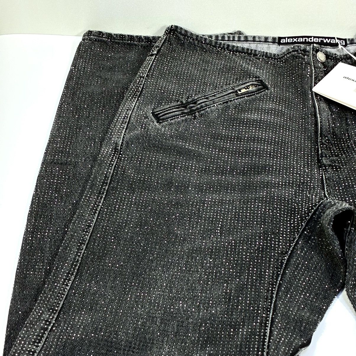 Alexander Wang Alexander Wang Hotfix Crystal Moto Jeans Pants Black Grey 28 Size 28" / US 6 / IT 42 - 19 Thumbnail