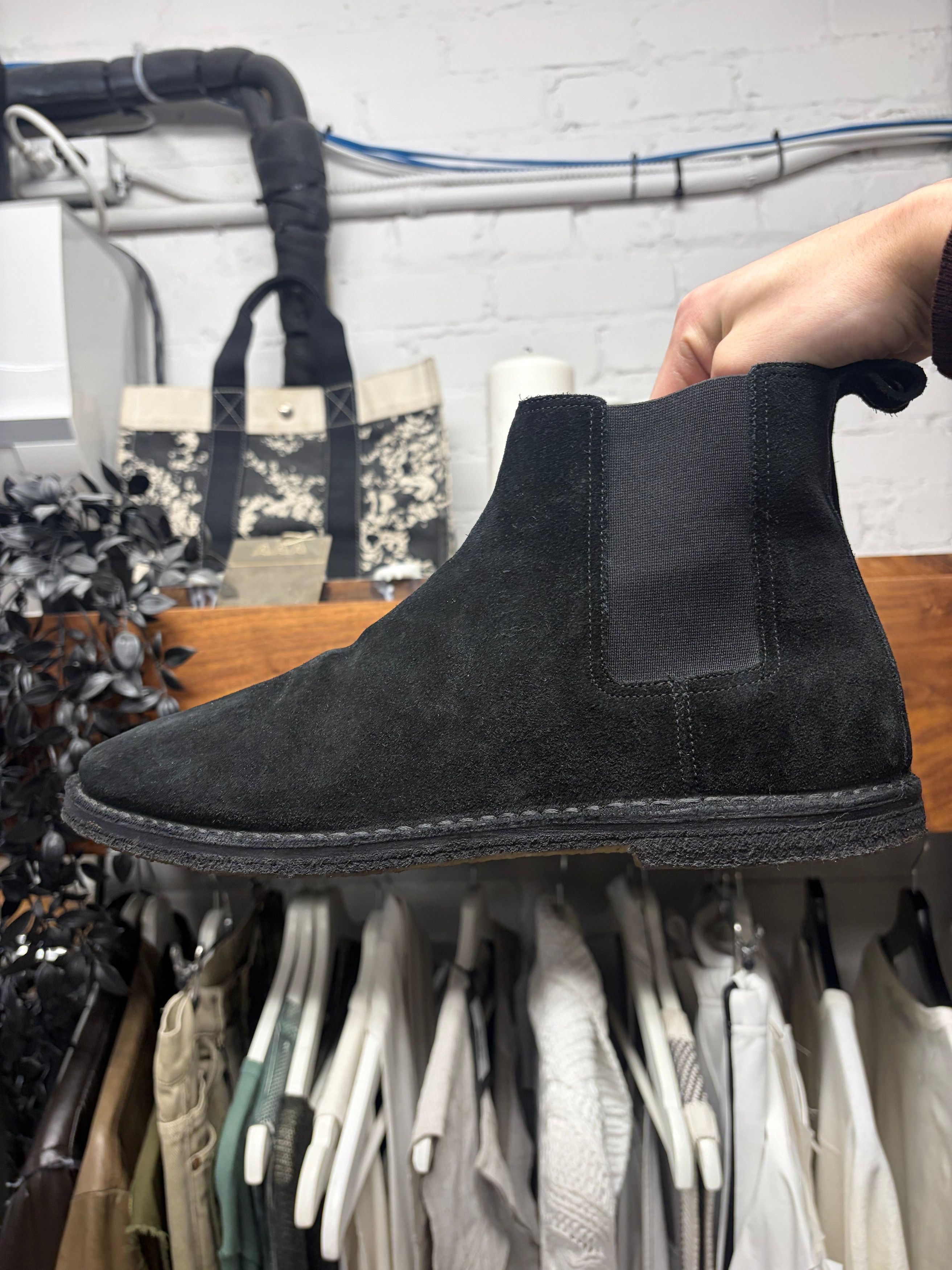 Saint Laurent Paris Saint Laurent Black Suede ‘Chelsea Boot’ With Crepe Sole Size US 12 / EU 45 - 1 Thumbnail