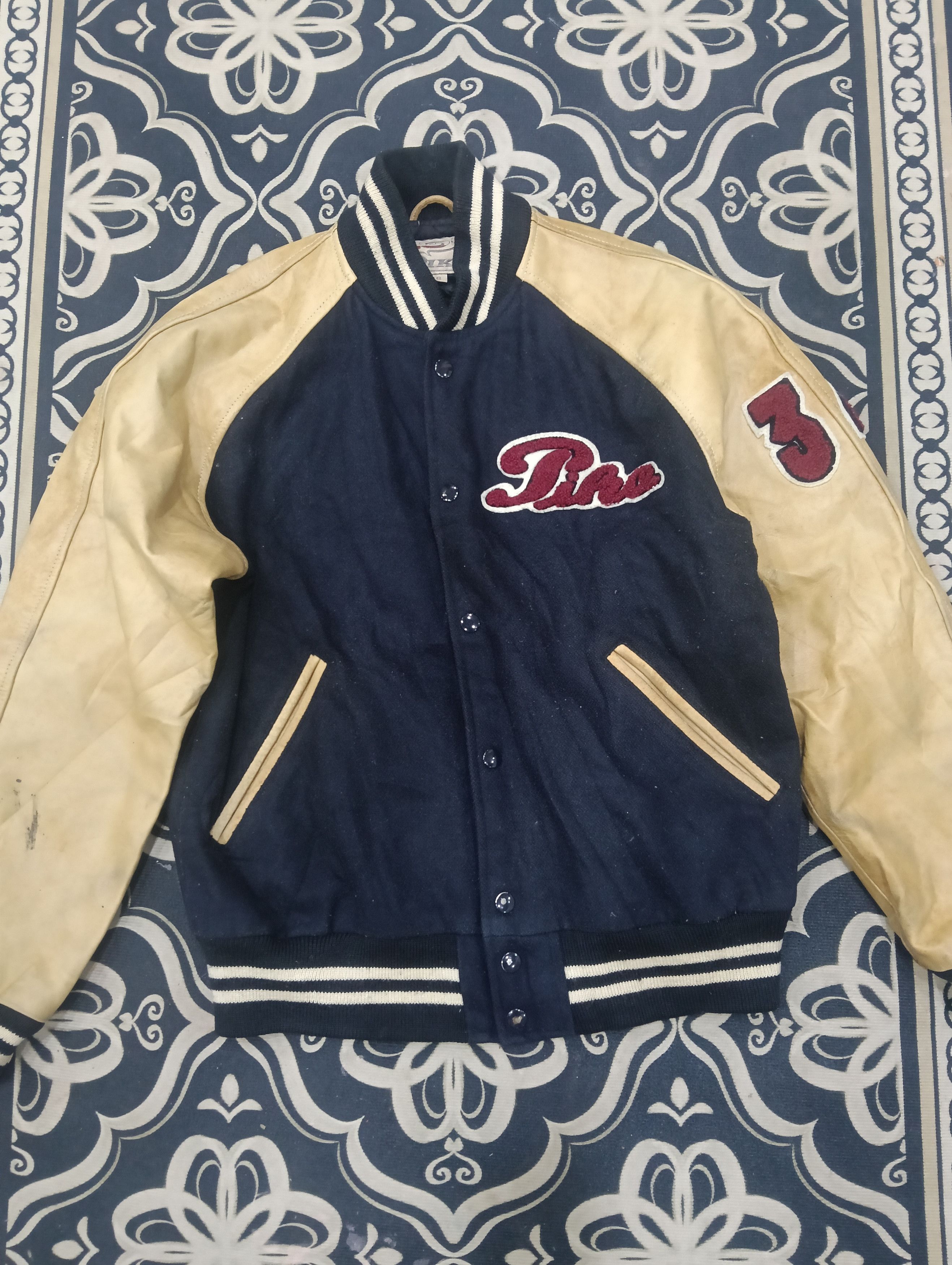 Errolson Hugh Vintage Piko Varsity Jacket Leather Sleeve Size US L / EU 52-54 / 3 - 3 Thumbnail