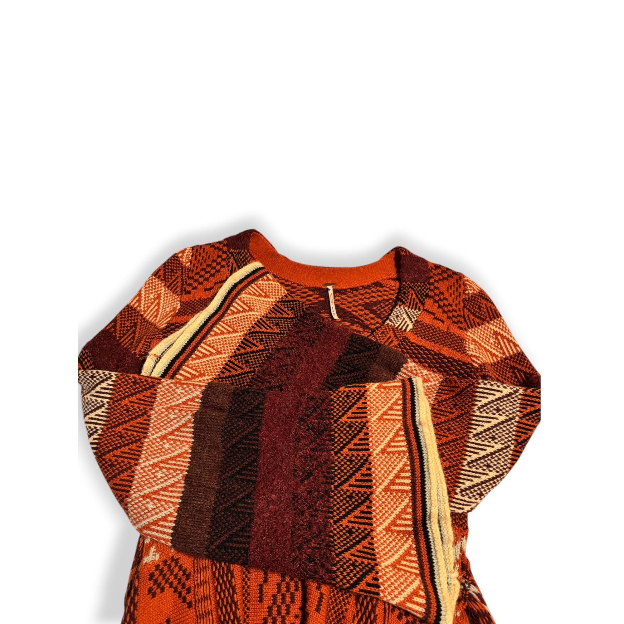 Free People Free People Orange Knit Boho Sweater Dress XS Bell Sleeves T Size XS / US 0-2 / IT 36-38 - 5 Thumbnail