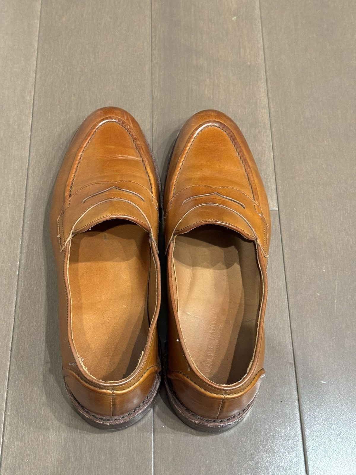 Polo Ralph Lauren Singleton Tan Calf Skin Penny Loafers Size US 10.5 / EU 43-44 - 2 Thumbnail