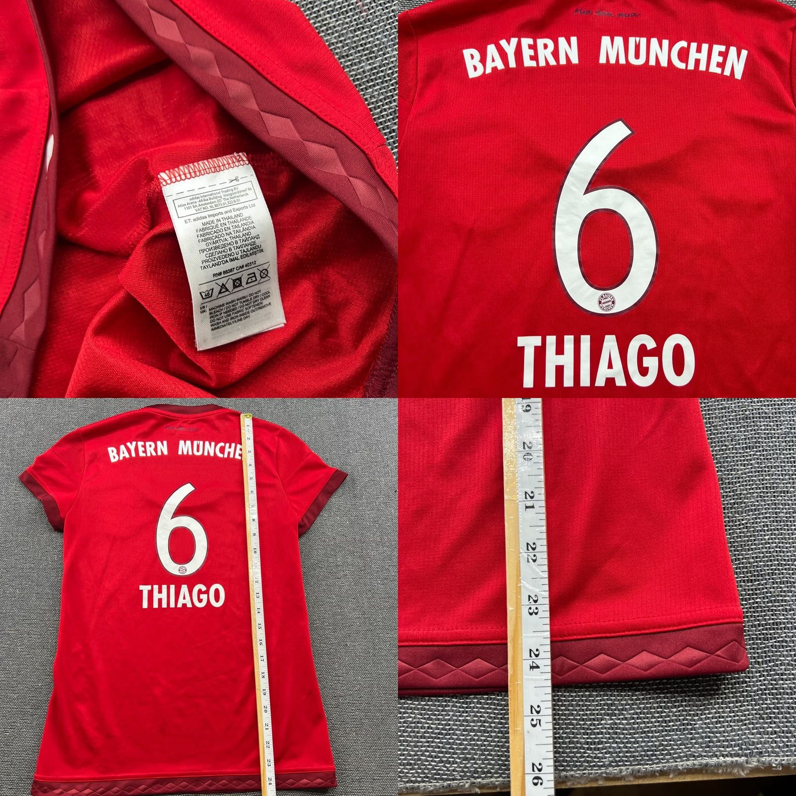 Adidas adidas Bayern Munich 2015 2016 Thiago #6 Home Womens Football Jersey S Red Adidas Shirt Womens Small JSY Football Jersey S Red Womens Size S / US 4 / IT 40 - 8 Thumbnail