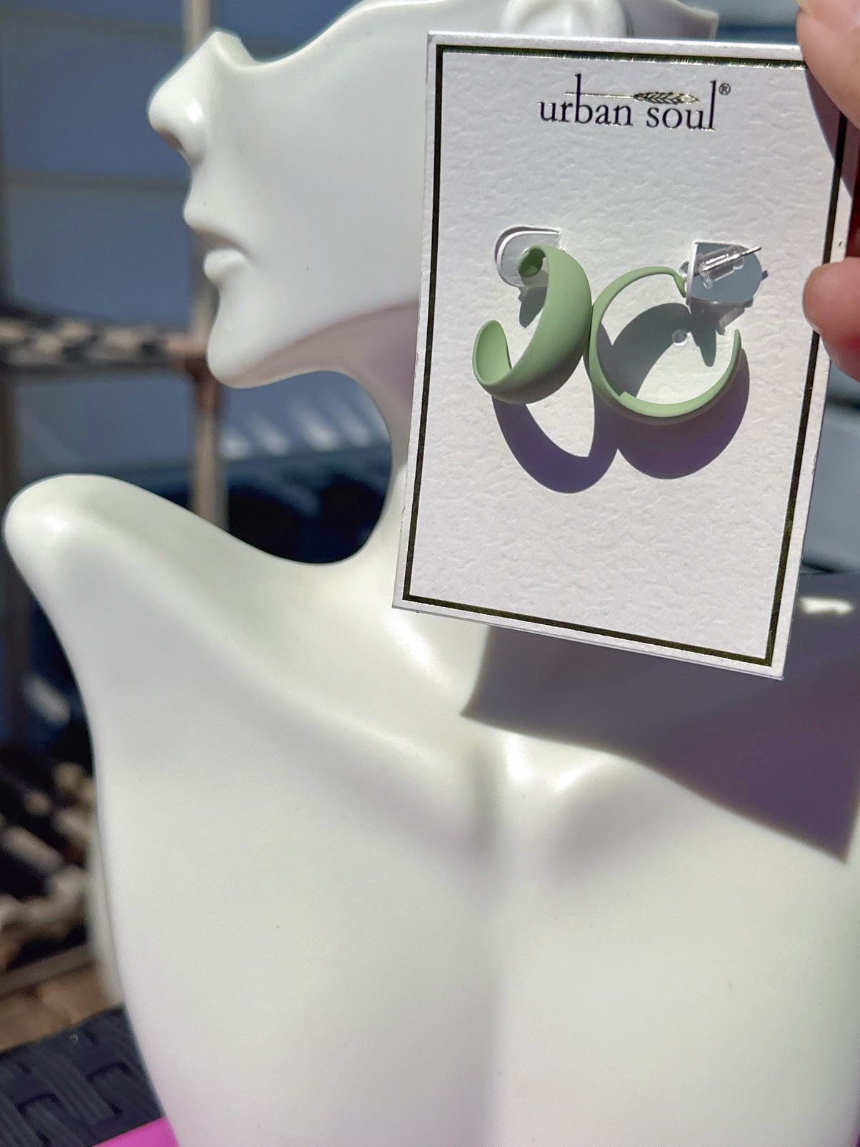 Designer Urban soul earrings small open loop green lightweight Size ONE SIZE - 1 Thumbnail