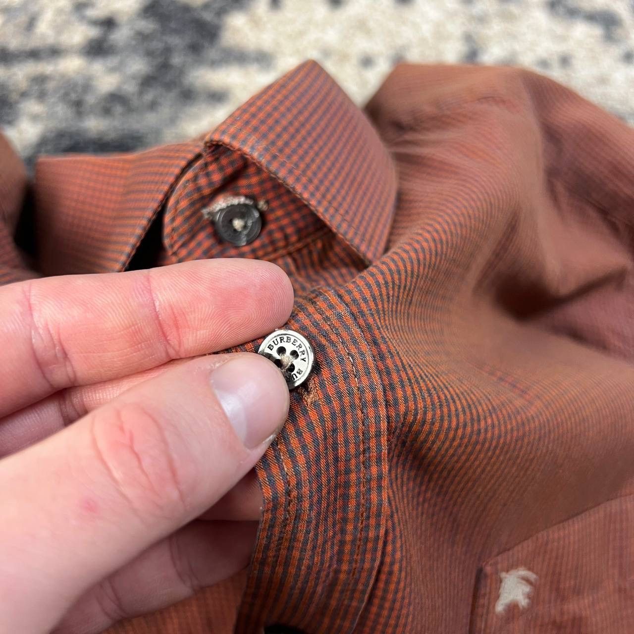 Burberry Burberry Mini Logo Luxury Checkered Button Up Shirt Size US XL / EU 56 / 4 - 7 Thumbnail