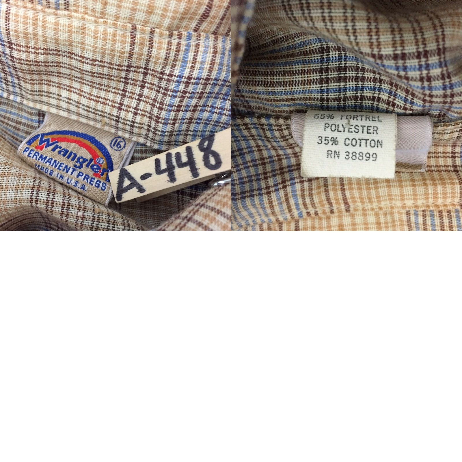 Wrangler VTG Wrangler Shirt Mens 16 Beige Plaid Long Sleeve Button-Up Snap Western Shirt Mens X16 Beige Plaid Long Sleeve Wrangler VTG Size US L / EU 52-54 / 3 - 8 Thumbnail
