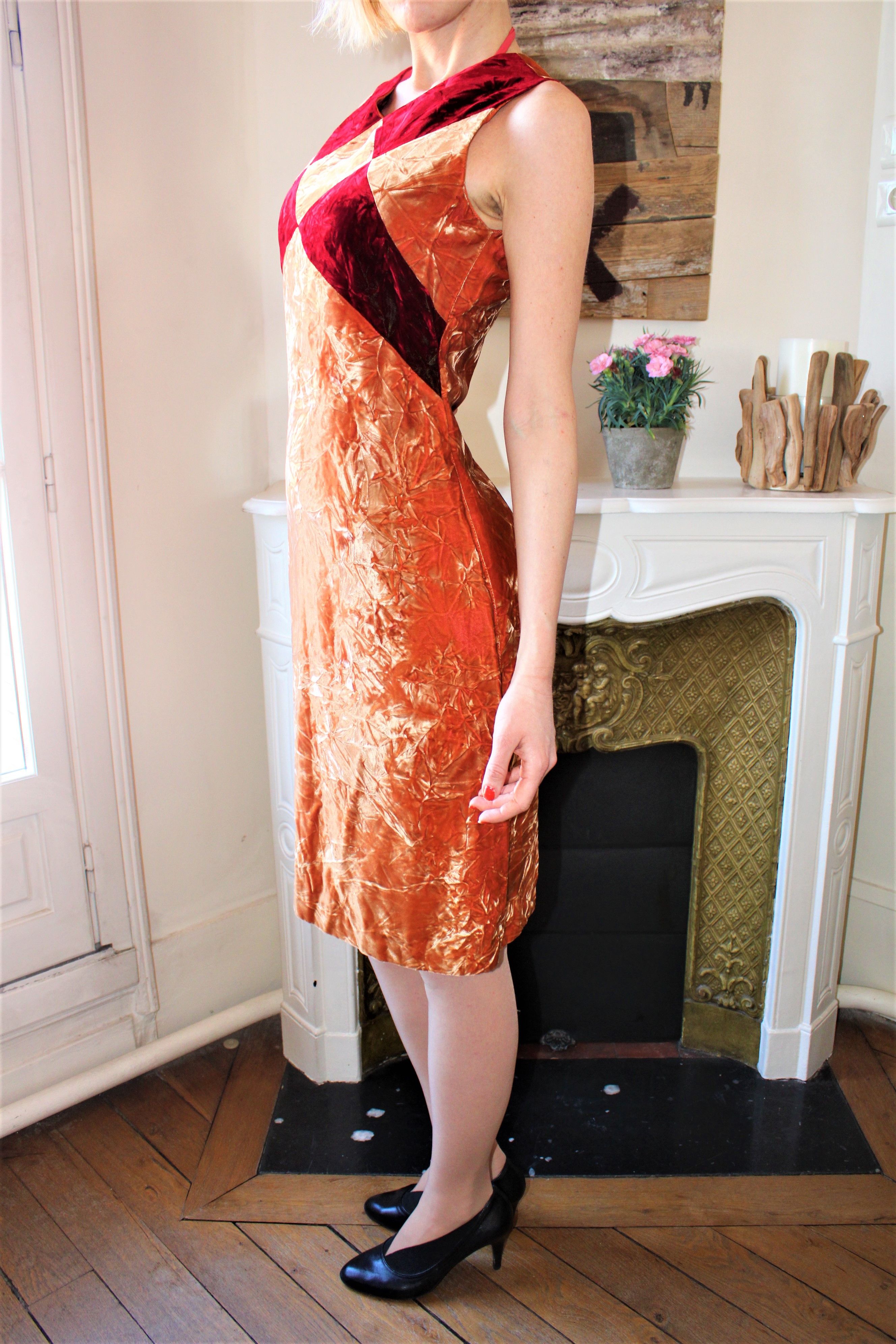 Rare Versace Istante Crushed Velvet Mini Dress