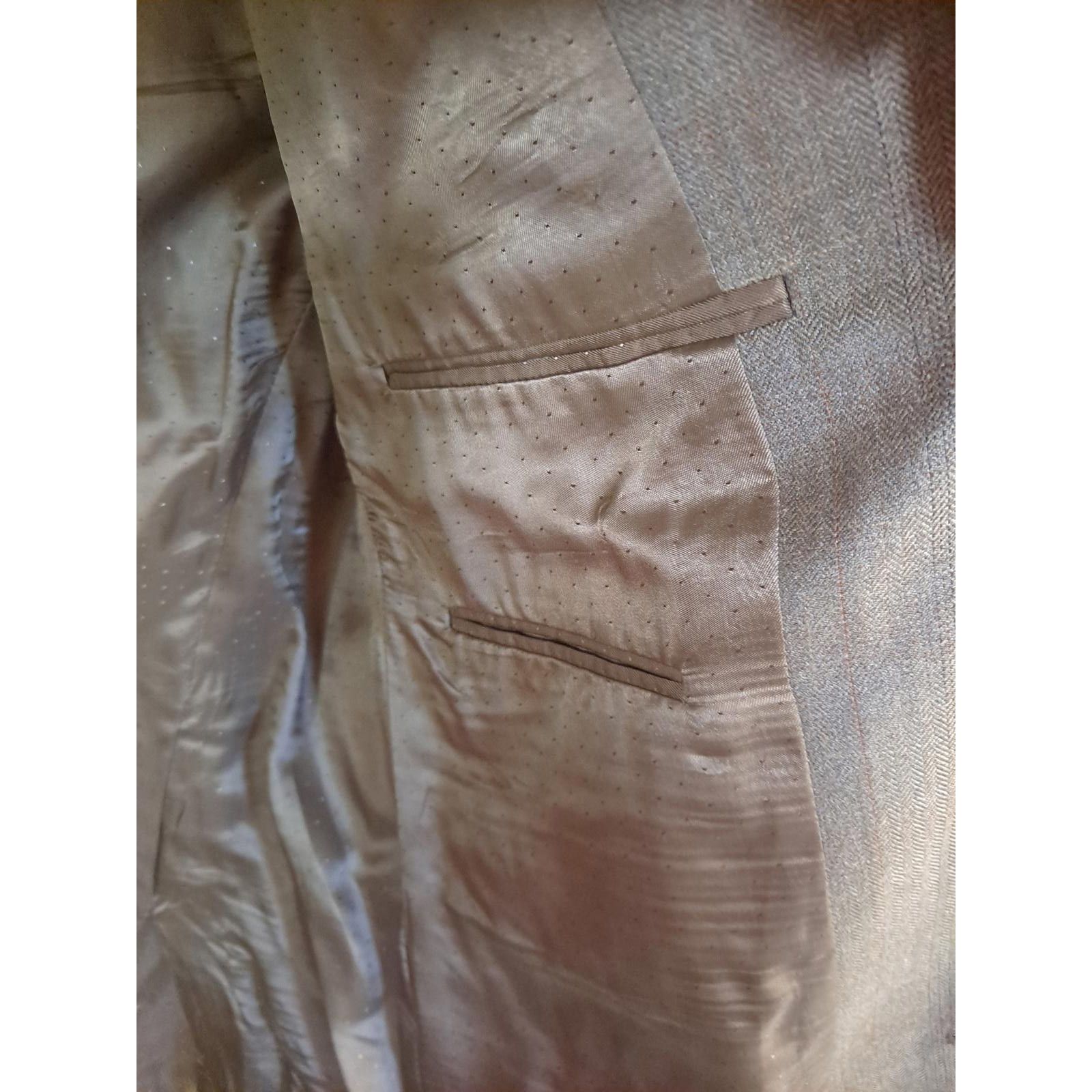 Calvin Klein Calvin Klein Tan Check 3 Button Blazer Silk/Wool Size 40R Size 40R - 4 Thumbnail