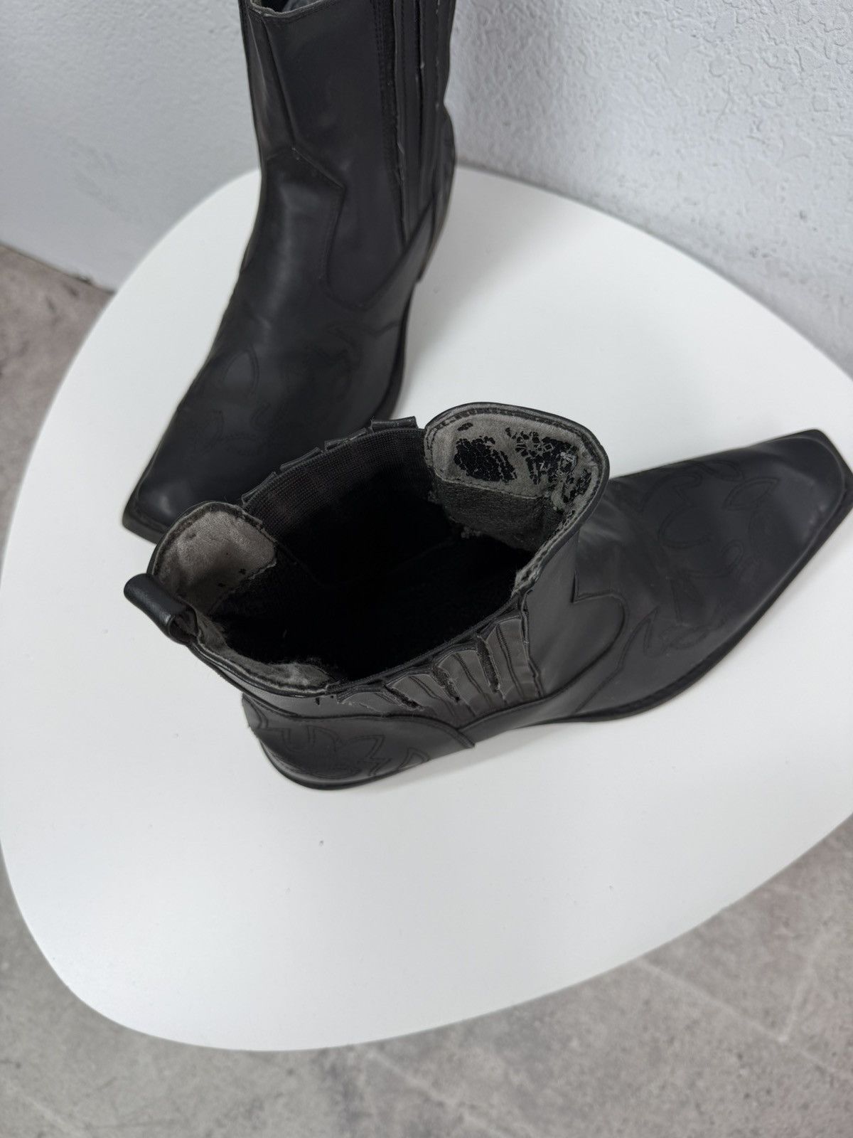 If Six Was Nine AS 98 Vibe Artisan Black Leather Side Cowboy Biker Boots Size US 12.5 / EU 45-46 - 12 Thumbnail