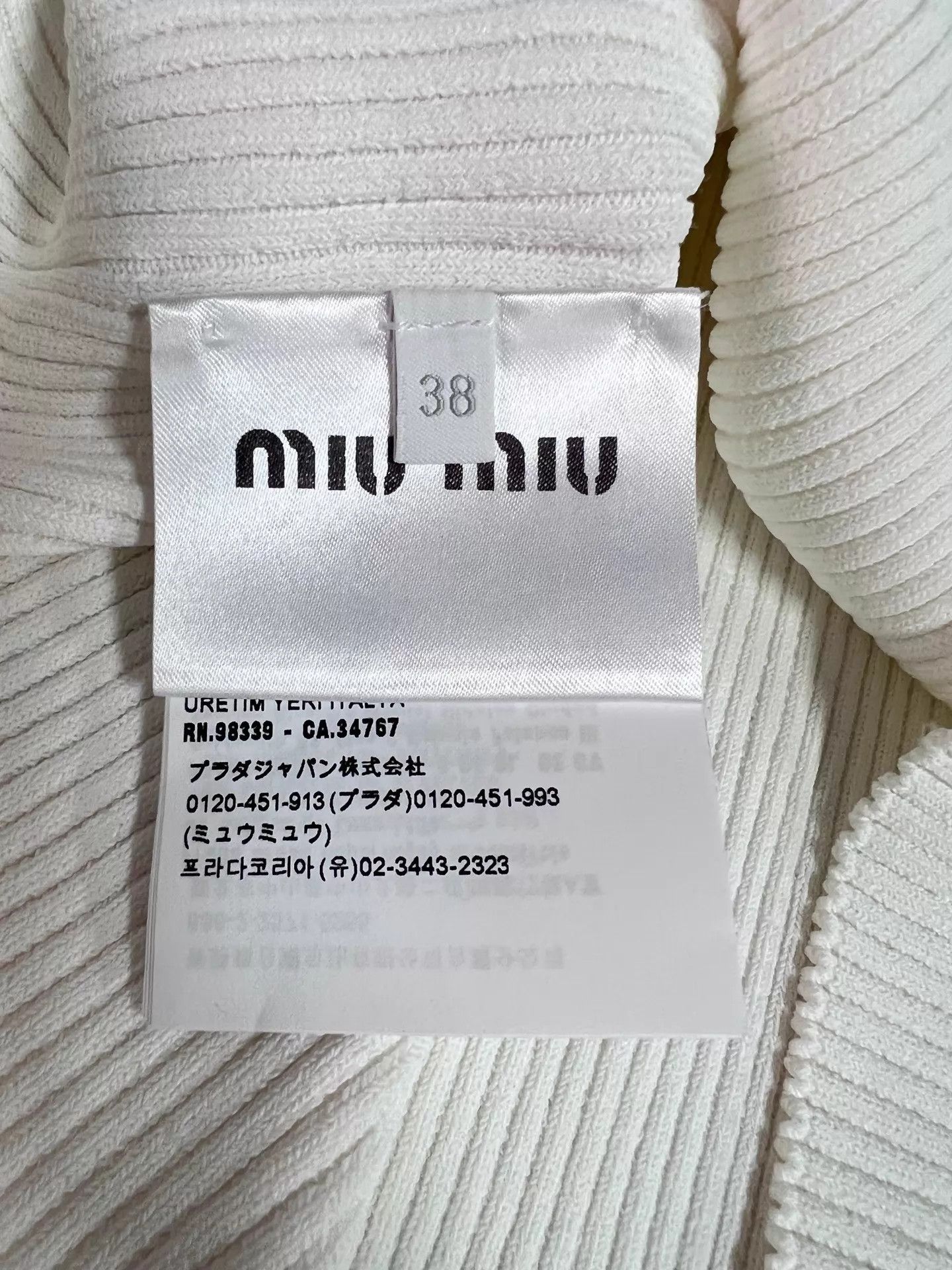 Miu Miu Miu Miu White Logo Knit Skirt 38 (99 New) Size 26" / US 2 / IT 38 - 5 Thumbnail