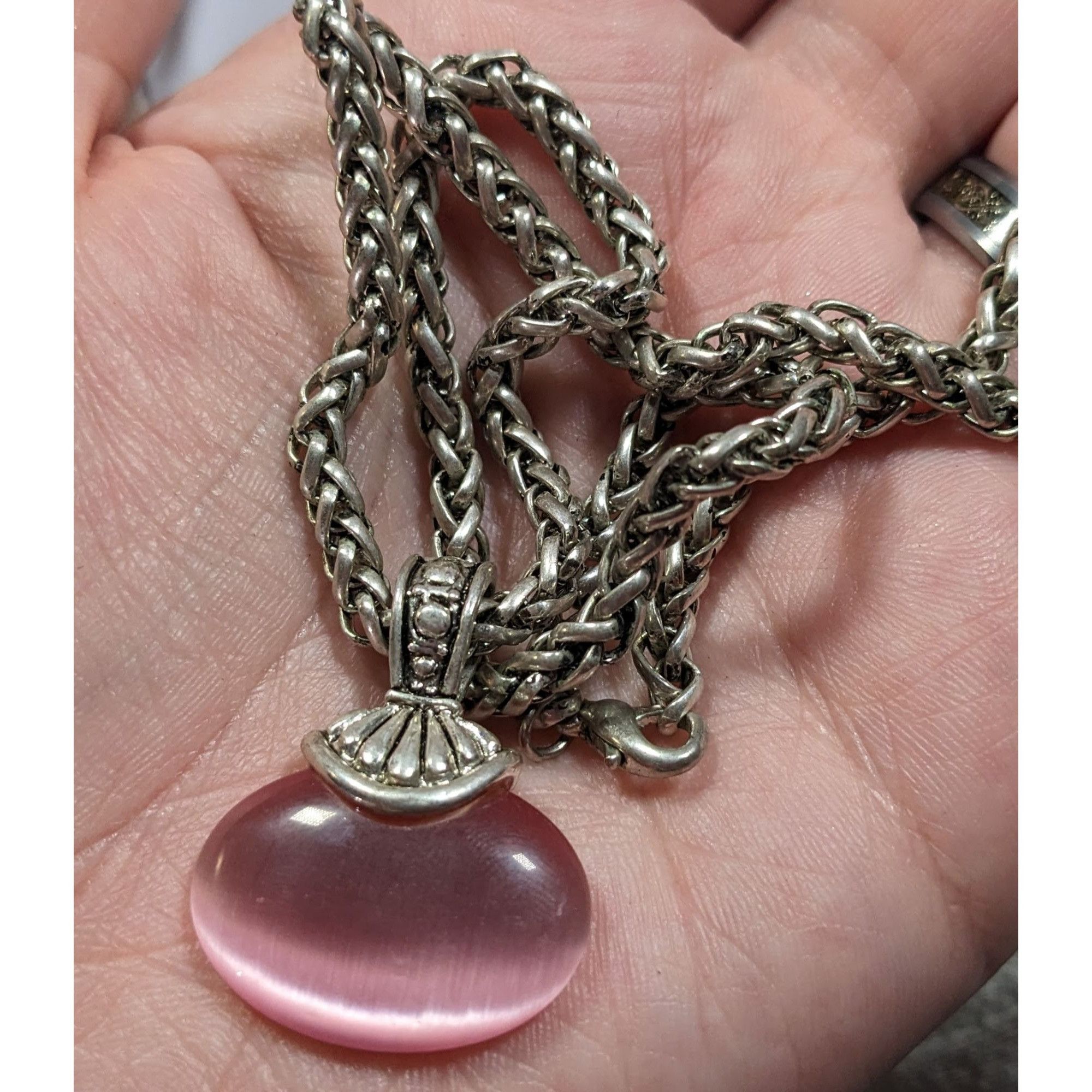 Other Whimsical Fantasy Pink Cat Eye Glass Pendant Necklace Size ONE SIZE - 4 Thumbnail