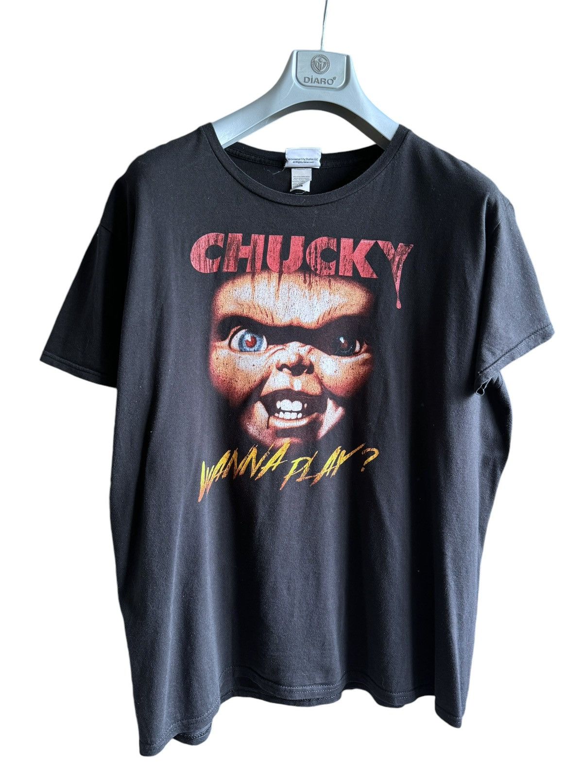 Vintage Chucky Doll "Wana Play?” Horror Movie Tee Size US L / EU 52-54 / 3 - 1 Thumbnail