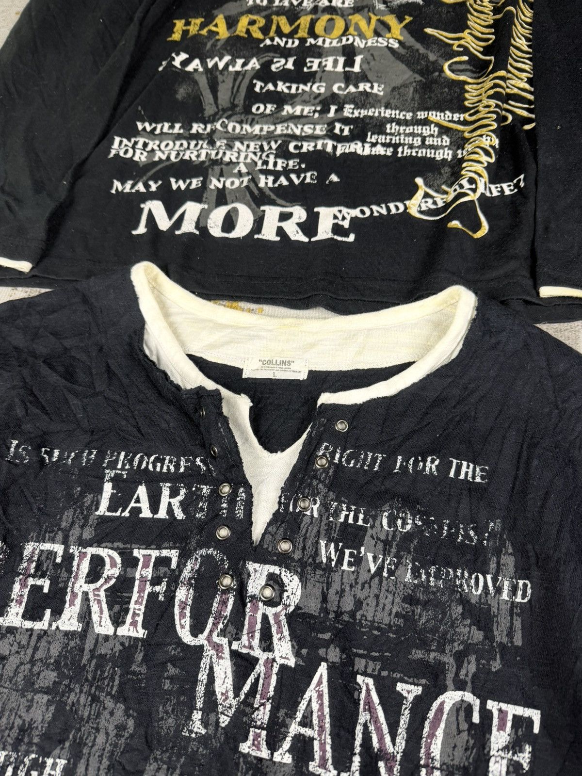 KMRii 2xBundle y2k Double Layer Collins Poem Long Sleeve Size US L / EU 52-54 / 3 - 2 Thumbnail