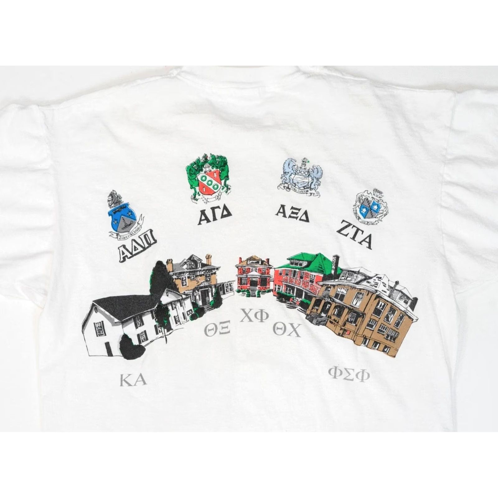 Fruit Of The Loom VINTAGE West Virginia Wesleyan College Tee XL Greek Row Fraternity 90s Single Stitch White Nike Size US XL / EU 56 / 4 - 2 Thumbnail