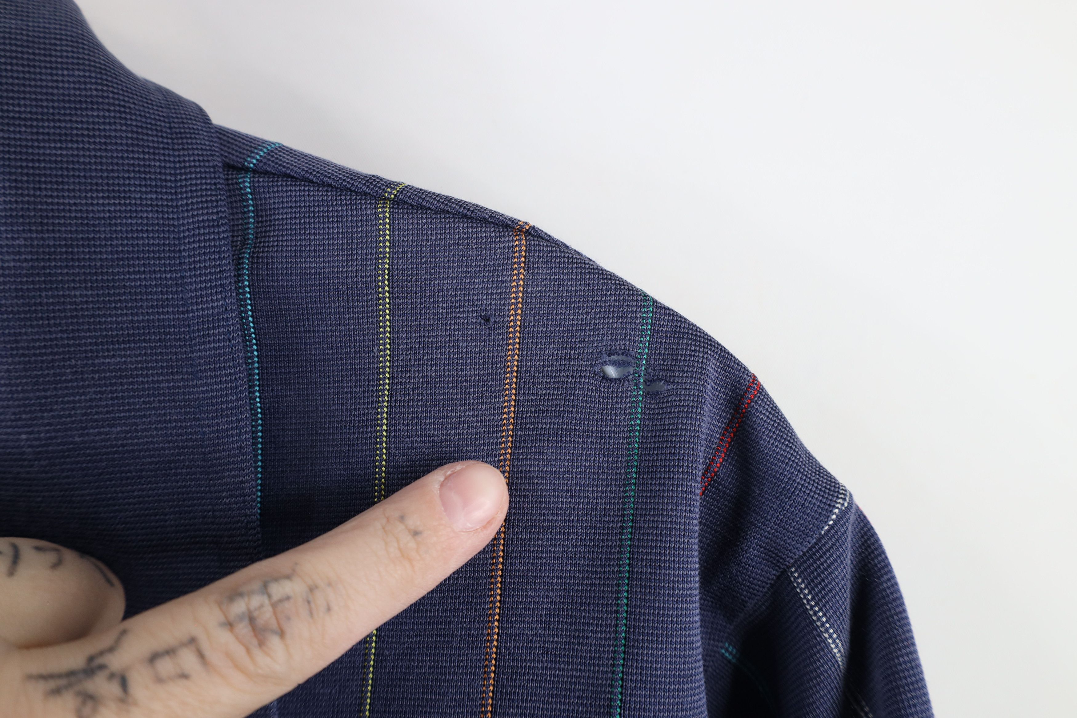 Vintage Vintage 70s Streetwear Striped Knit Collared Polo Shirt Size US L / EU 52-54 / 3 - 4 Thumbnail