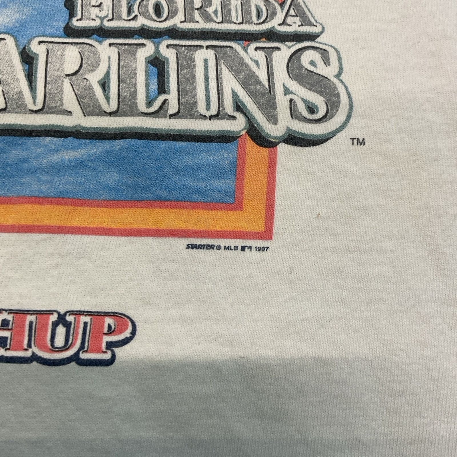 Starter 1997 MLB World Series Indians vs Marlins Vintage T-Shirt Size US L / EU 52-54 / 3 - 4 Thumbnail