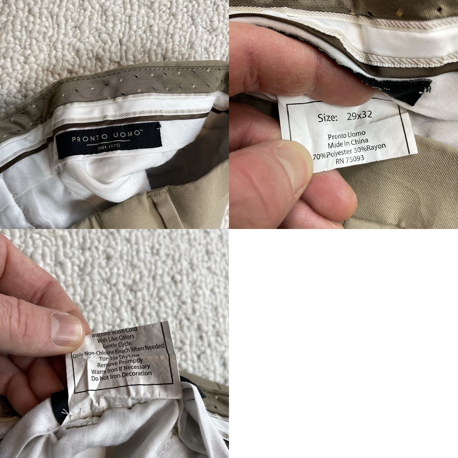 Pronto Uomo Pronto Uomo Dress Pants Mens 29x32 Brown Straight Polyester Slacks Trousers Size US 29 - 8 Thumbnail