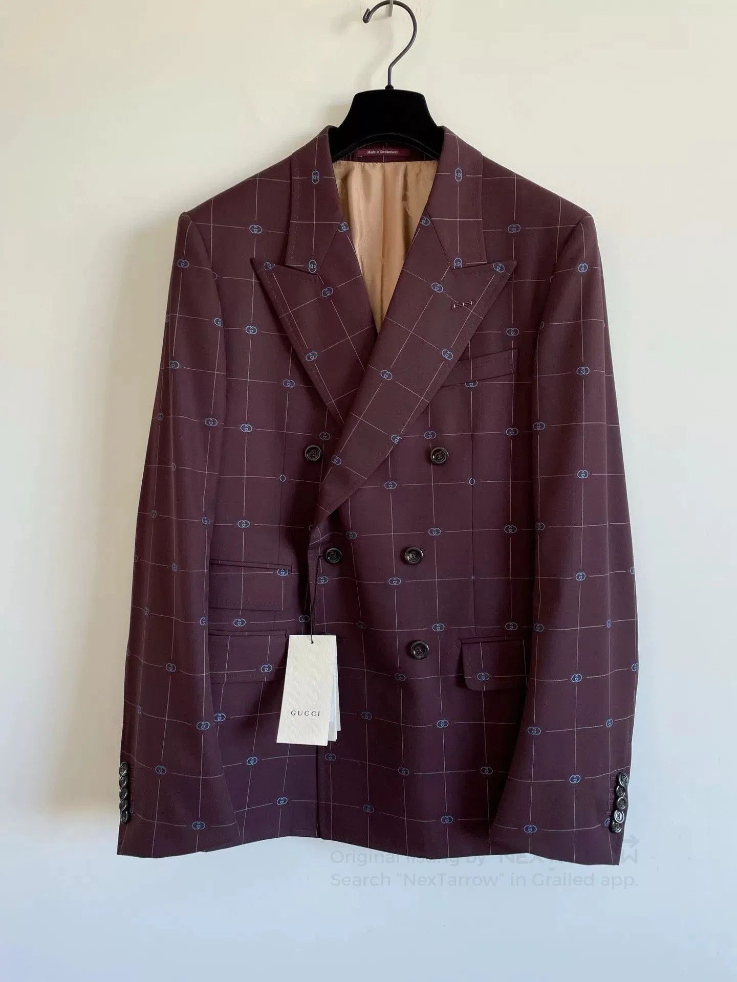 Gucci Gucci Men's Burgundy Double-Breasted Blazer. Size US S / EU 44-46 / 1 - 1 Thumbnail