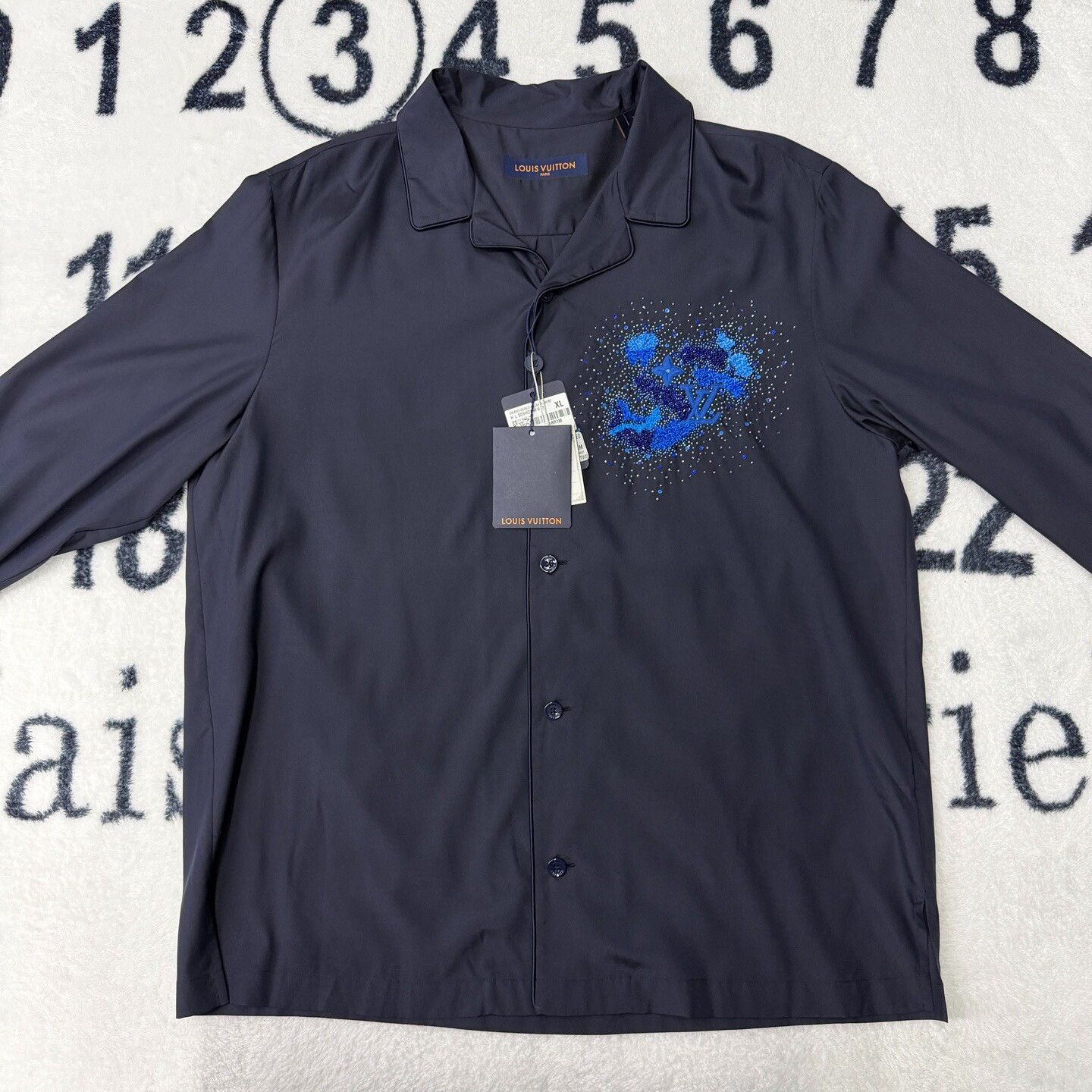Louis Vuitton LV Blue Embroidered Silk Coat Size US XL / EU 56 / 4 - 1 Thumbnail