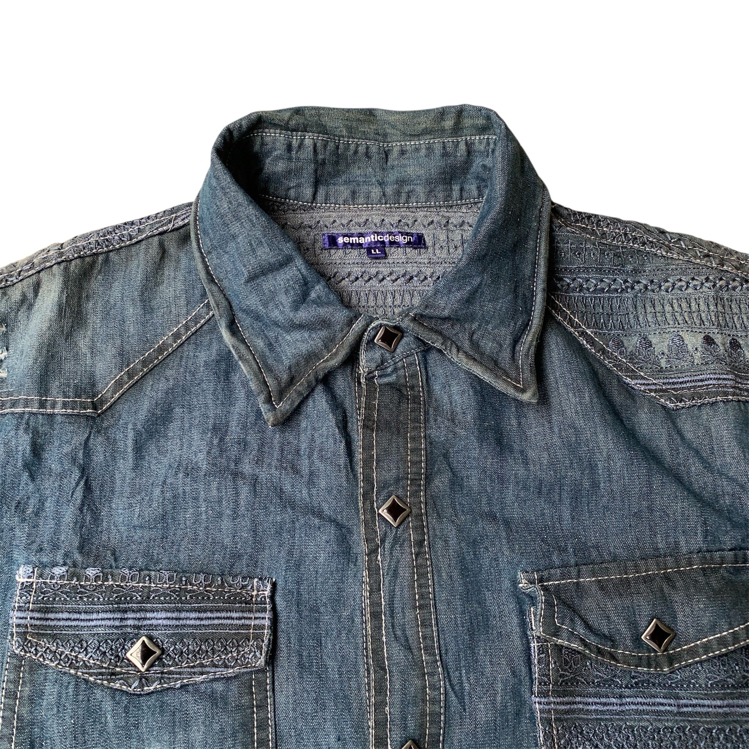If Six Was Nine Semantic Design Skull Detailed Cambray Shirt Lgb Punk Style Size US L / EU 52-54 / 3 - 4 Thumbnail
