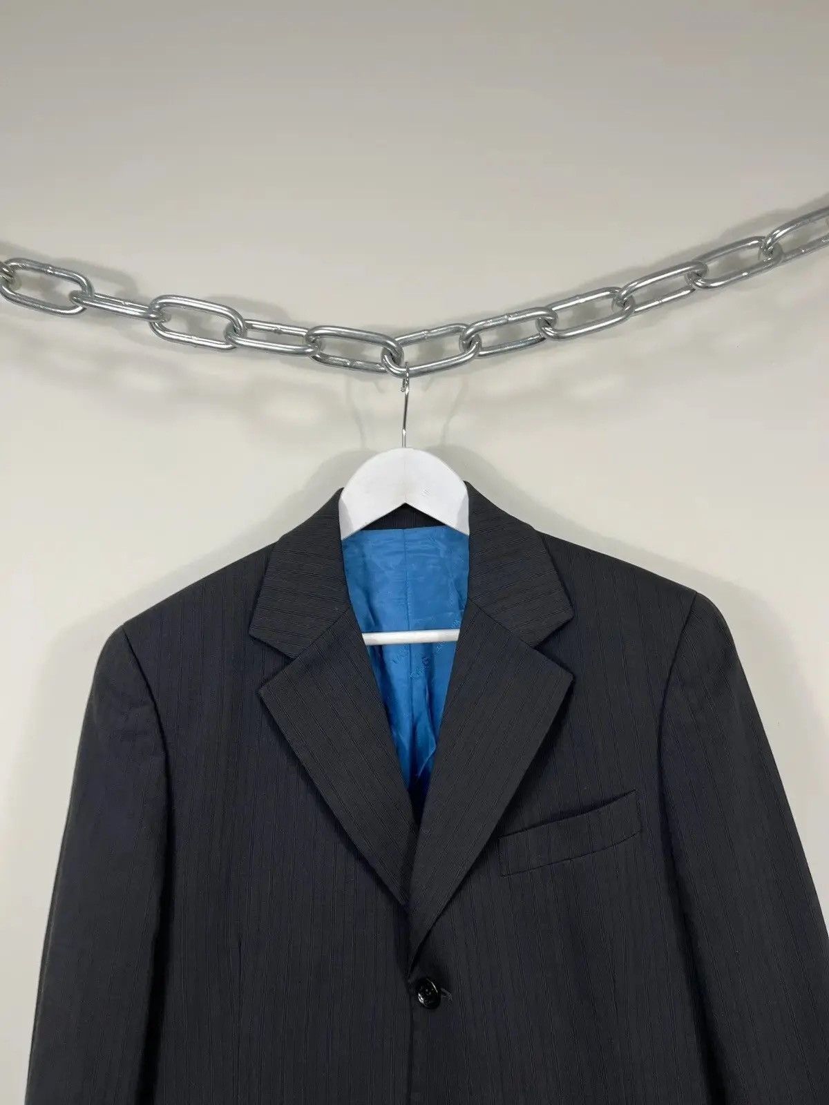 Dolce & Gabbana × Vintage Vintage Dolce & Gabanna Striped Dark Gray Wool Blazer Jacket Size 42R - 4 Thumbnail
