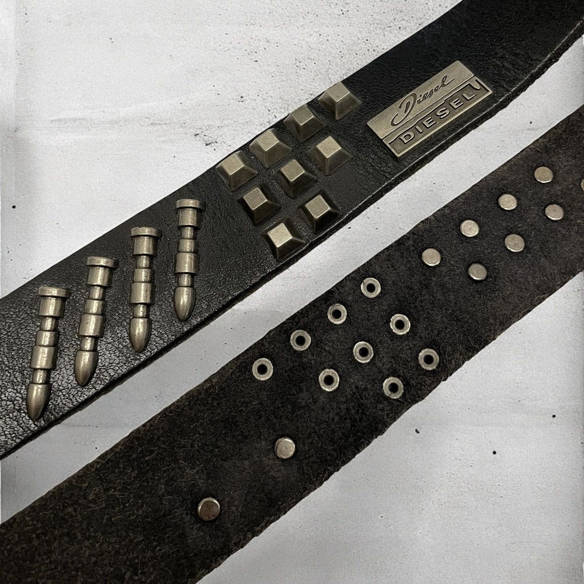Diesel × Japanese Brand × Vintage Diesel Archive Vintage Leather Punk Rivet Belt Size ONE SIZE - 3 Thumbnail