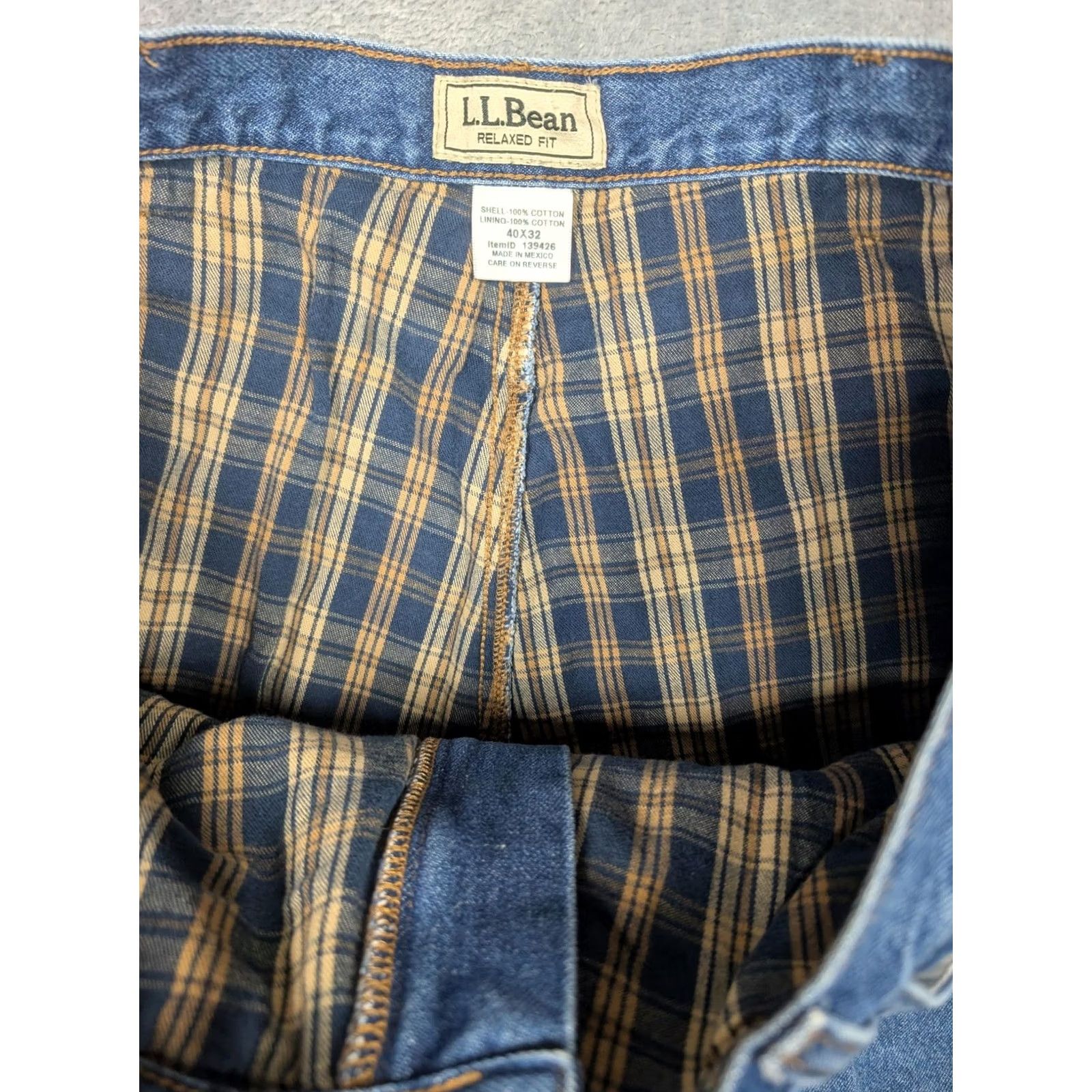 Vintage L.L.Bean Jeans Mens 40x32 Blue Relaxed Fit Flannel Lined Warm Denim Pants Shirt Category: Jeans (Body) Size US 40 / EU 56 - 6 Thumbnail