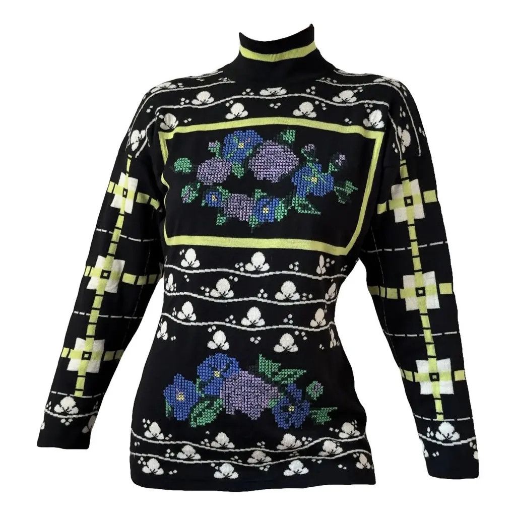 Versace Gianni Versace Wool & Cashmere Floral Knit Jumper – IT42 Size M / US 6-8 / IT 42-44 - 2 Thumbnail