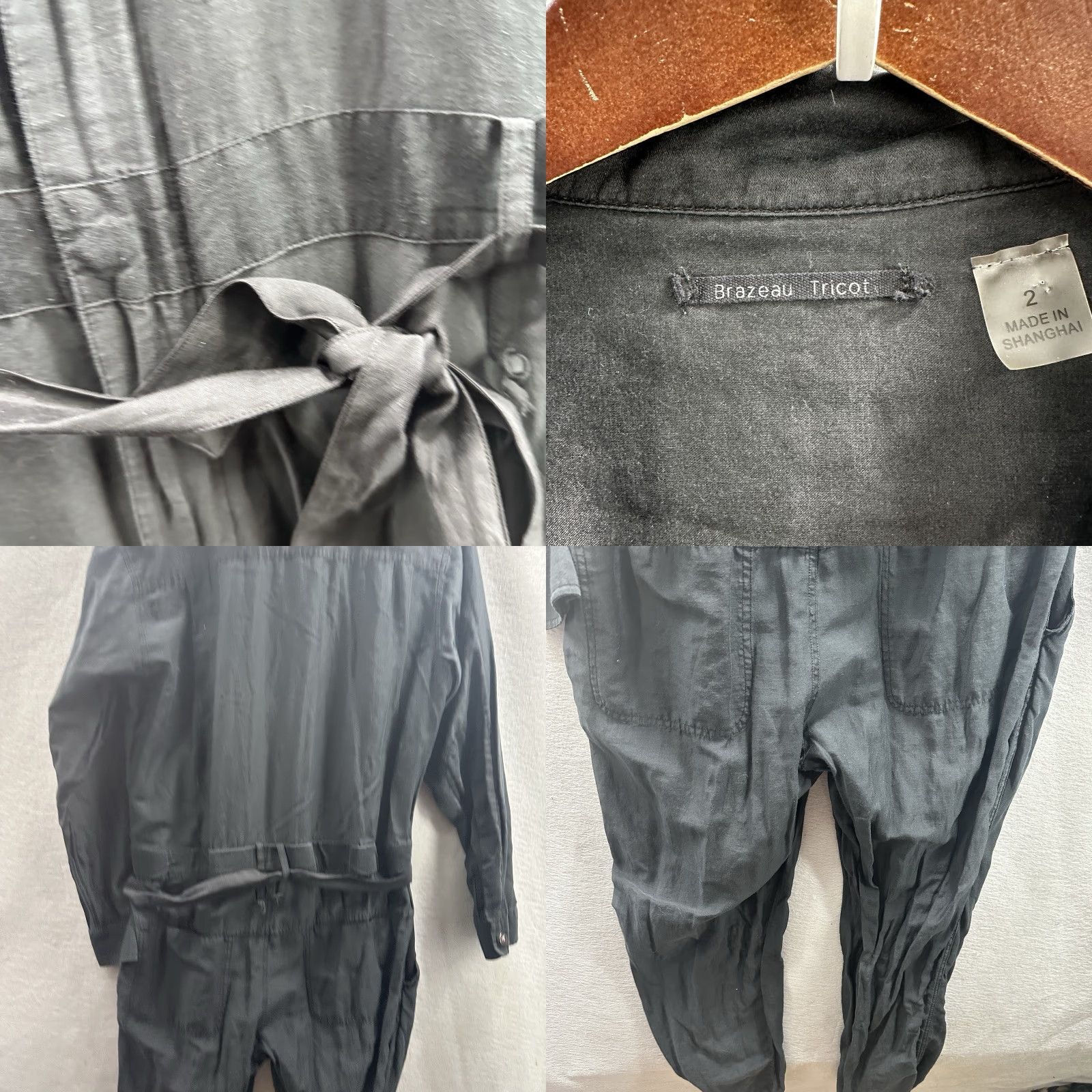 Vintage Brazeau Jumpsuit Womens Medium Belted Stretchy Silk Blend Tricot Quiet Luxury Size 32" / US 10 / IT 46 - 8 Thumbnail