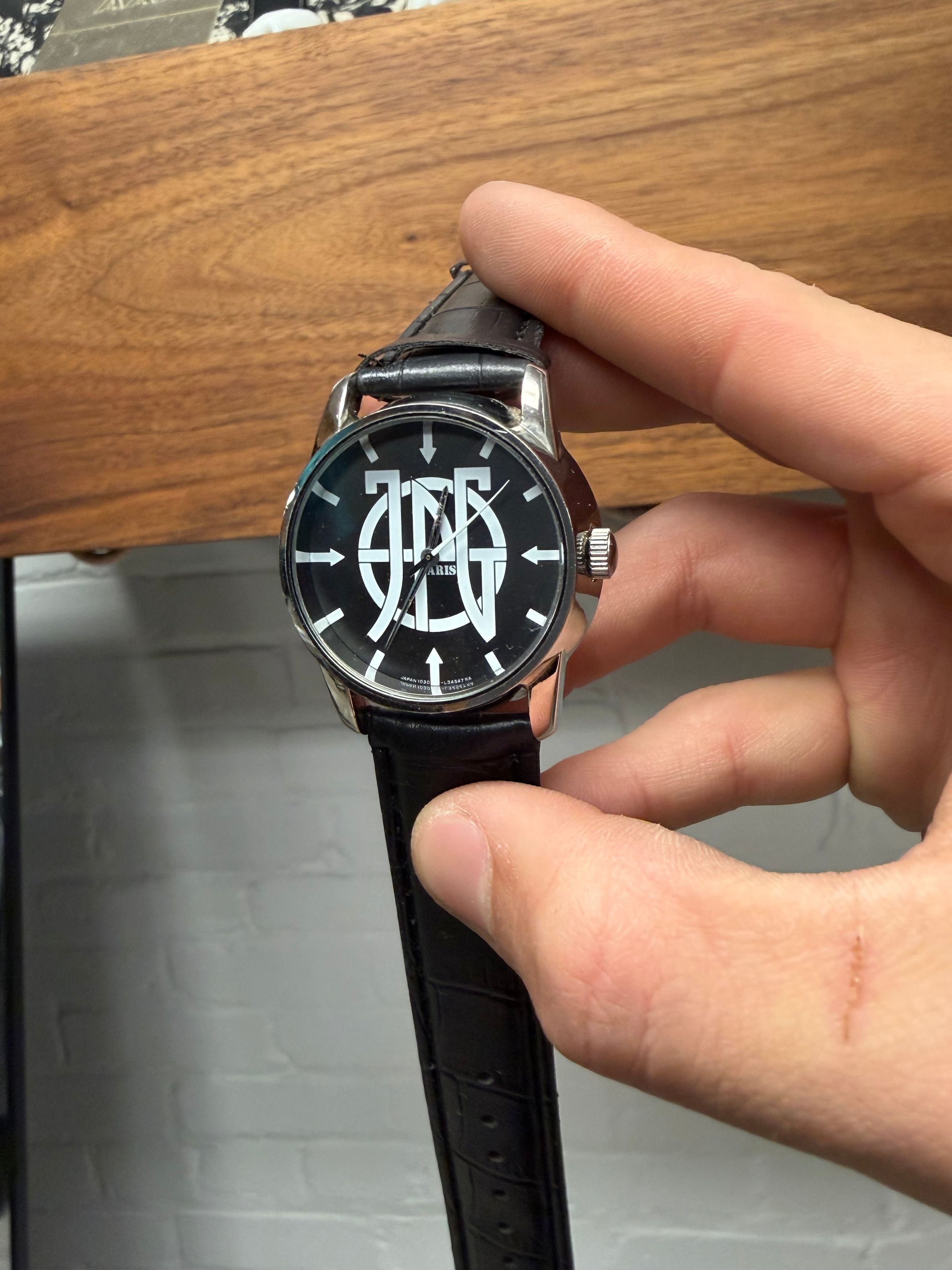 Other Vintage 90s Jean Paul Gaultier ‘JPG’ Watch with Black Leather Strap Size ONE SIZE - 3 Thumbnail