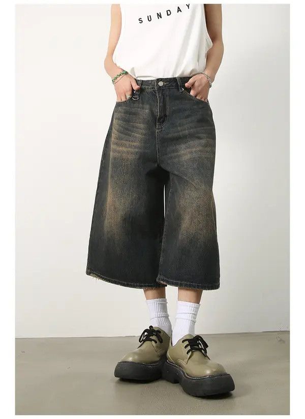 Japanese Brand Retro all-match loose distressed denim shorts Size US 32 / EU 48 - 8 Thumbnail