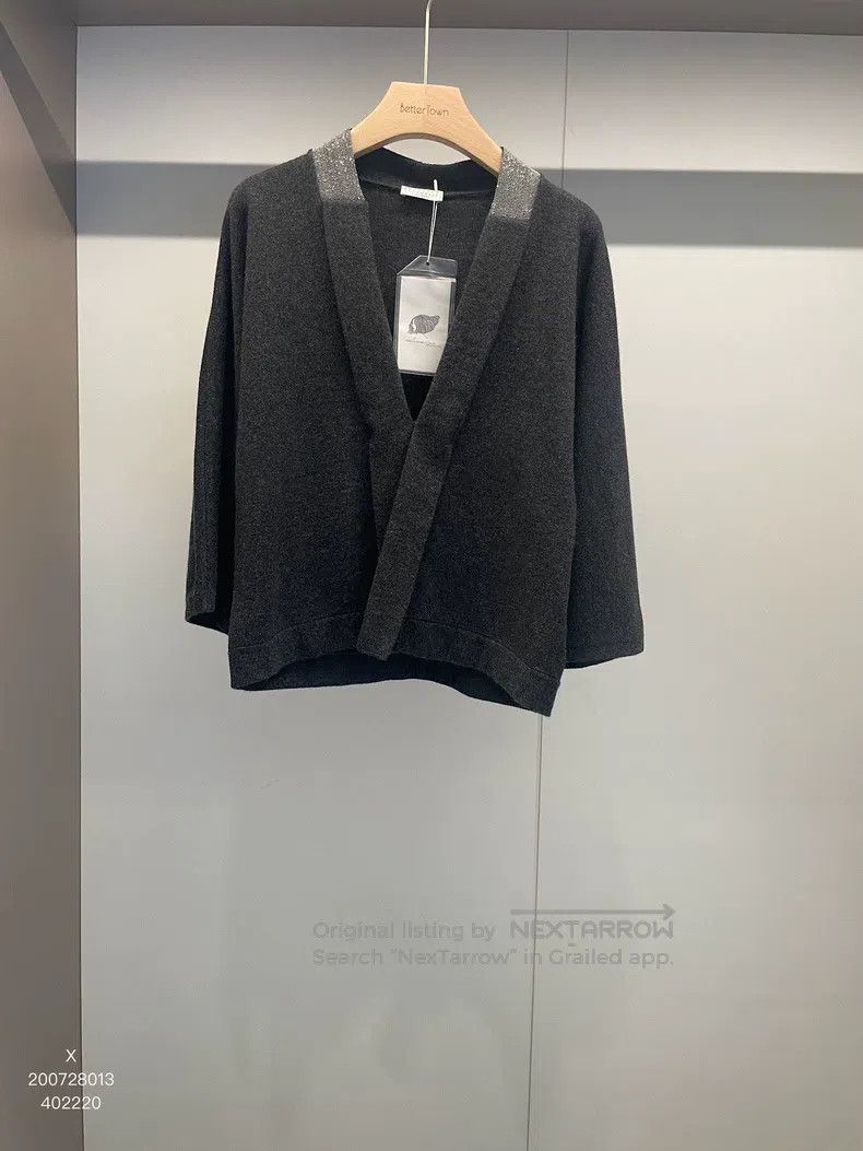 Brunello Cucinelli Brunello Cucinelli Black-grey beaded cashmere cardigan Size M / US 6-8 / IT 42-44 - 1 Thumbnail