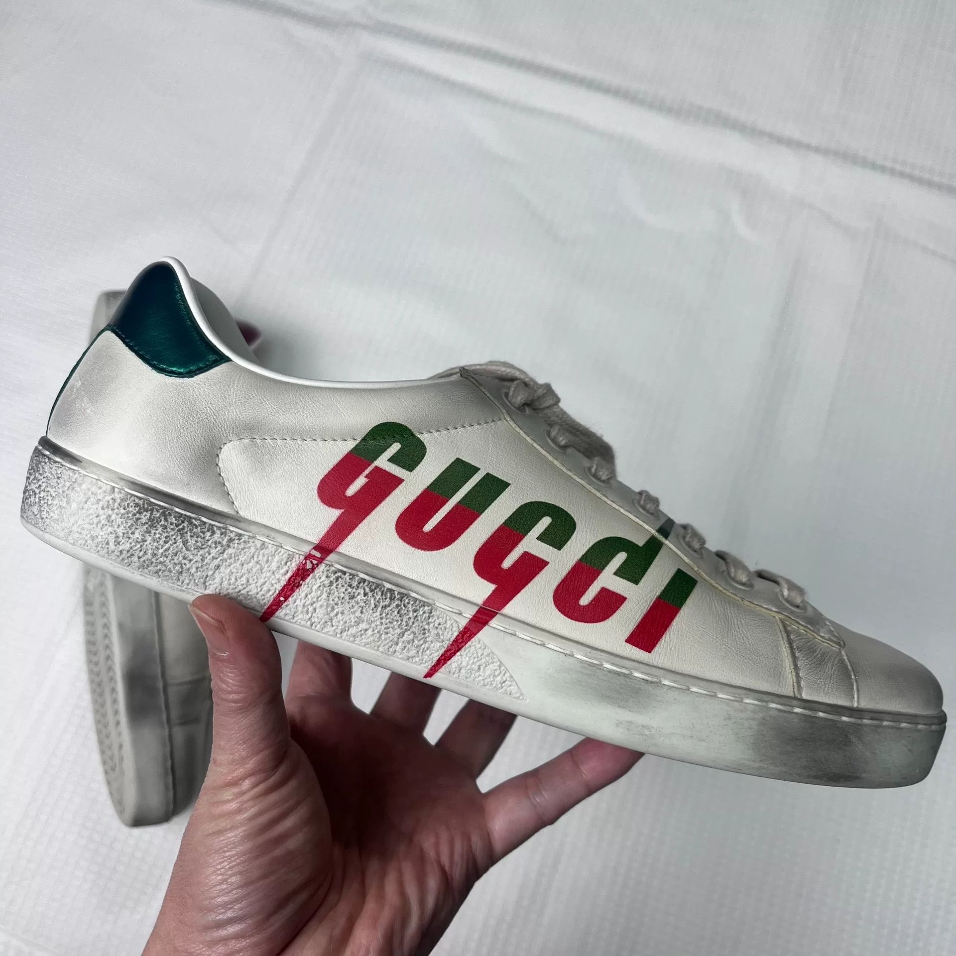 Gucci White Dirty Style Sneakers