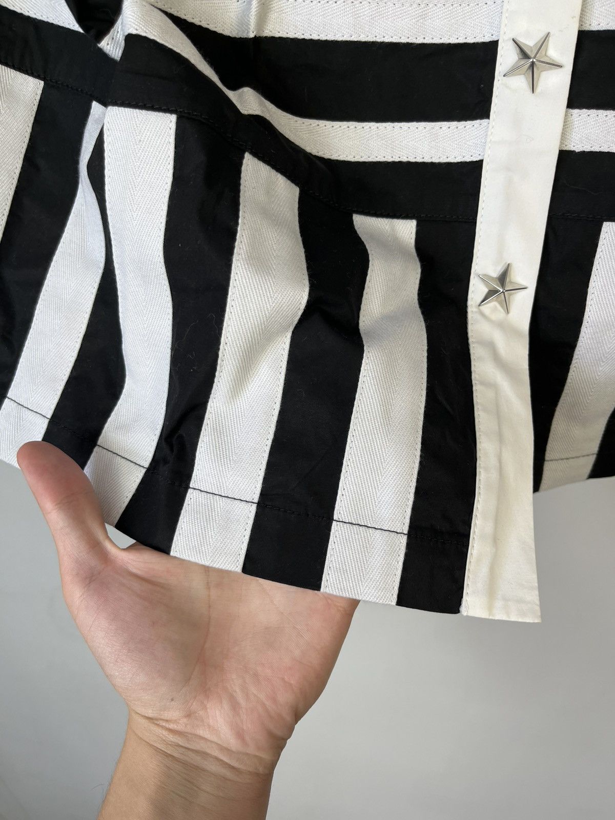 Moschino Moschino Luxury Striped Star Button Cotton Skirt Size 28" / US 6 / IT 42 - 4 Thumbnail
