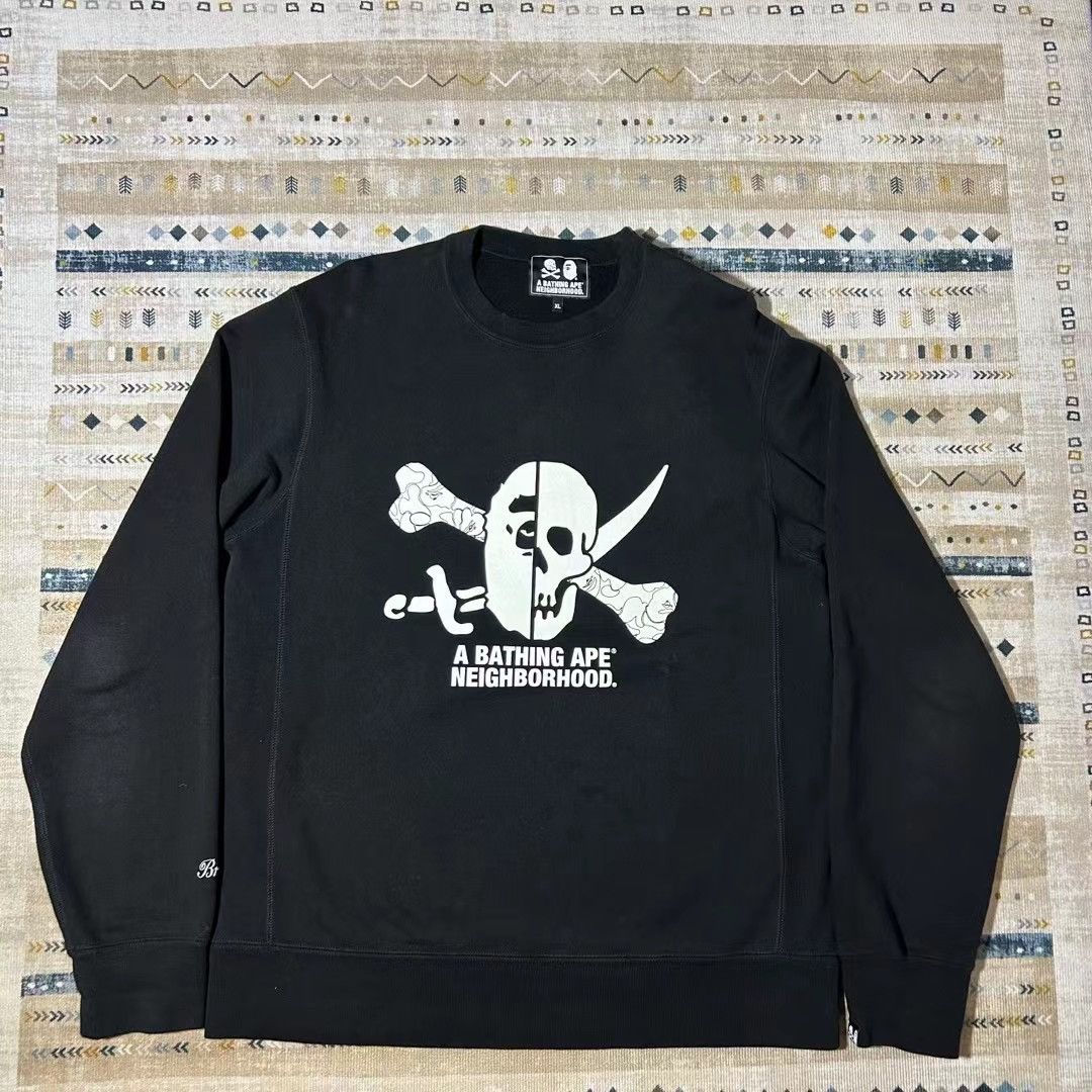 image of Bape X Nbhd Crewneck in Black, Men's (Size XL)