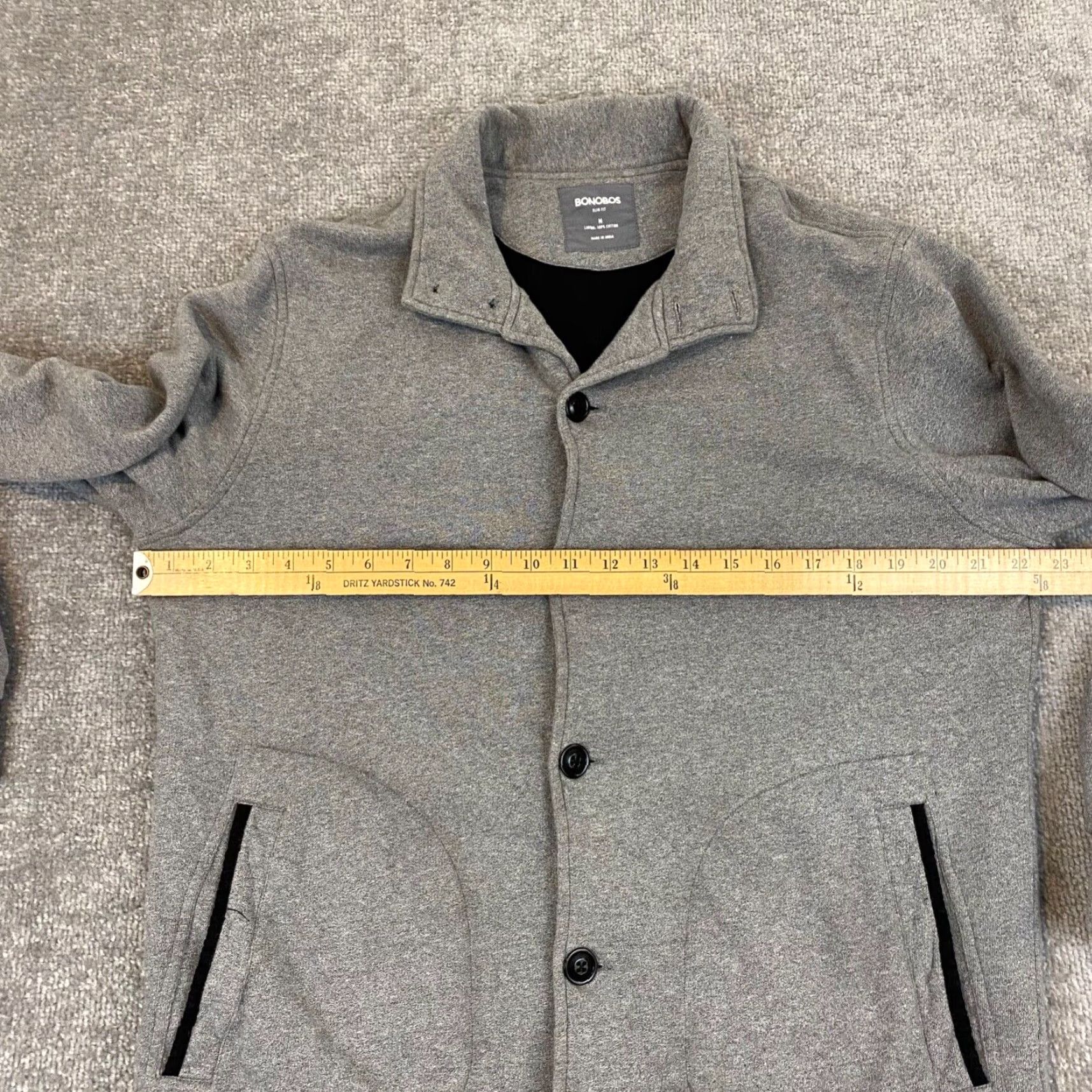 Bonobos Bonobos Slim Fit Jacket Mens Medium Gray Button-Up Collared Mid-Length Casual Outdoor Size US M / EU 48-50 / 2 - 6 Thumbnail