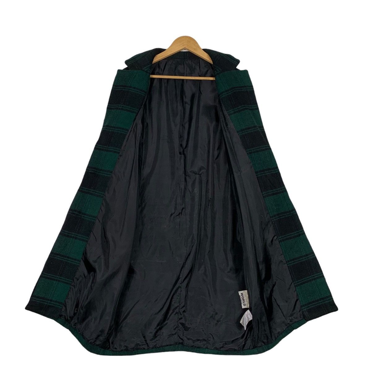 Japanese Brand WORLD WIDE LOVE Green Black Checked Wool Long Coat #1130-C52 Size S / US 4 / IT 40 - 12 Thumbnail