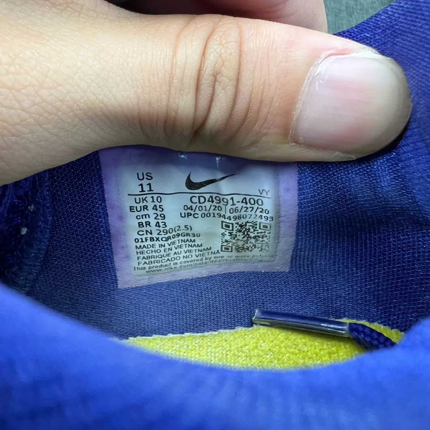 Nike zk5 5-time Champion blue/yellow worn collar repair 45 Size US 12 / EU 45 - 7 Thumbnail