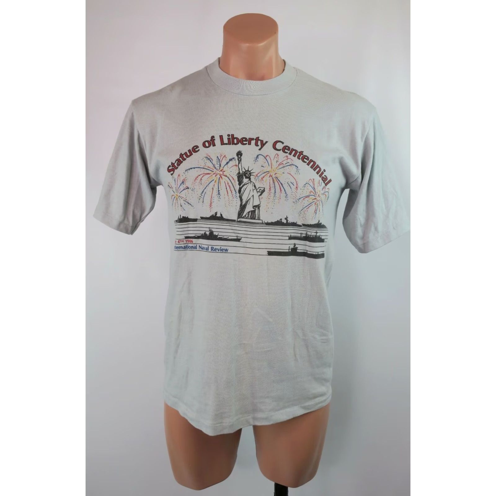 Vintage VTG 80s 1986 New York City Statue Of Liberty Centennial T Shirt Melba Sheen Gray Cotton Unisex L Short Sleeve Graphic Tee Size US L / EU 52-54 / 3 - 3 Thumbnail